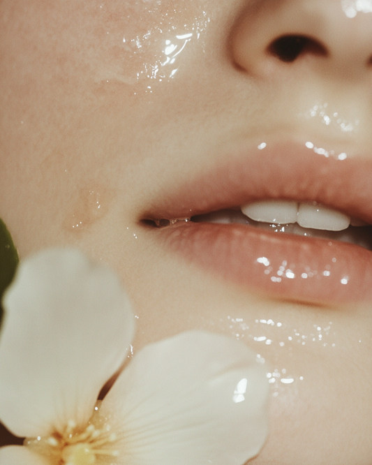 Close-up of smooth hydrated skin with natural flower illustrating cold process vs hot process soap benefits