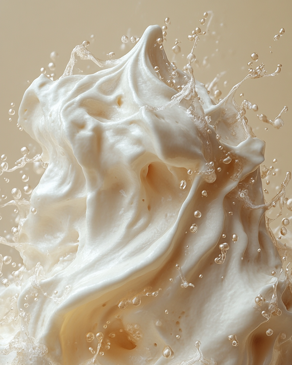 Creamy lather splash representing moisturizing skincare where tallow helps skin barrier repair and hydration