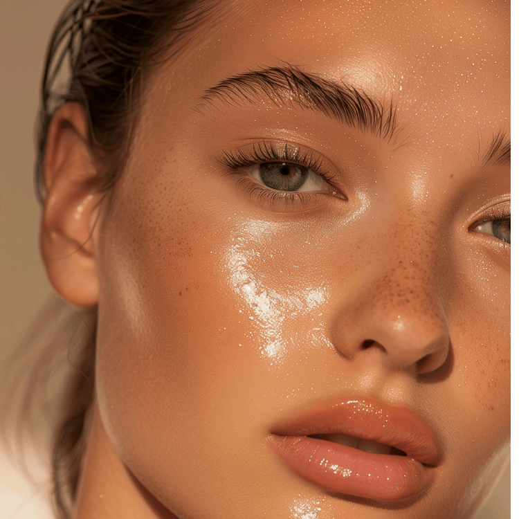 Close-up of a woman's glowing skin highlighting natural moisture for tallow vs moisturizers for skin comparison
