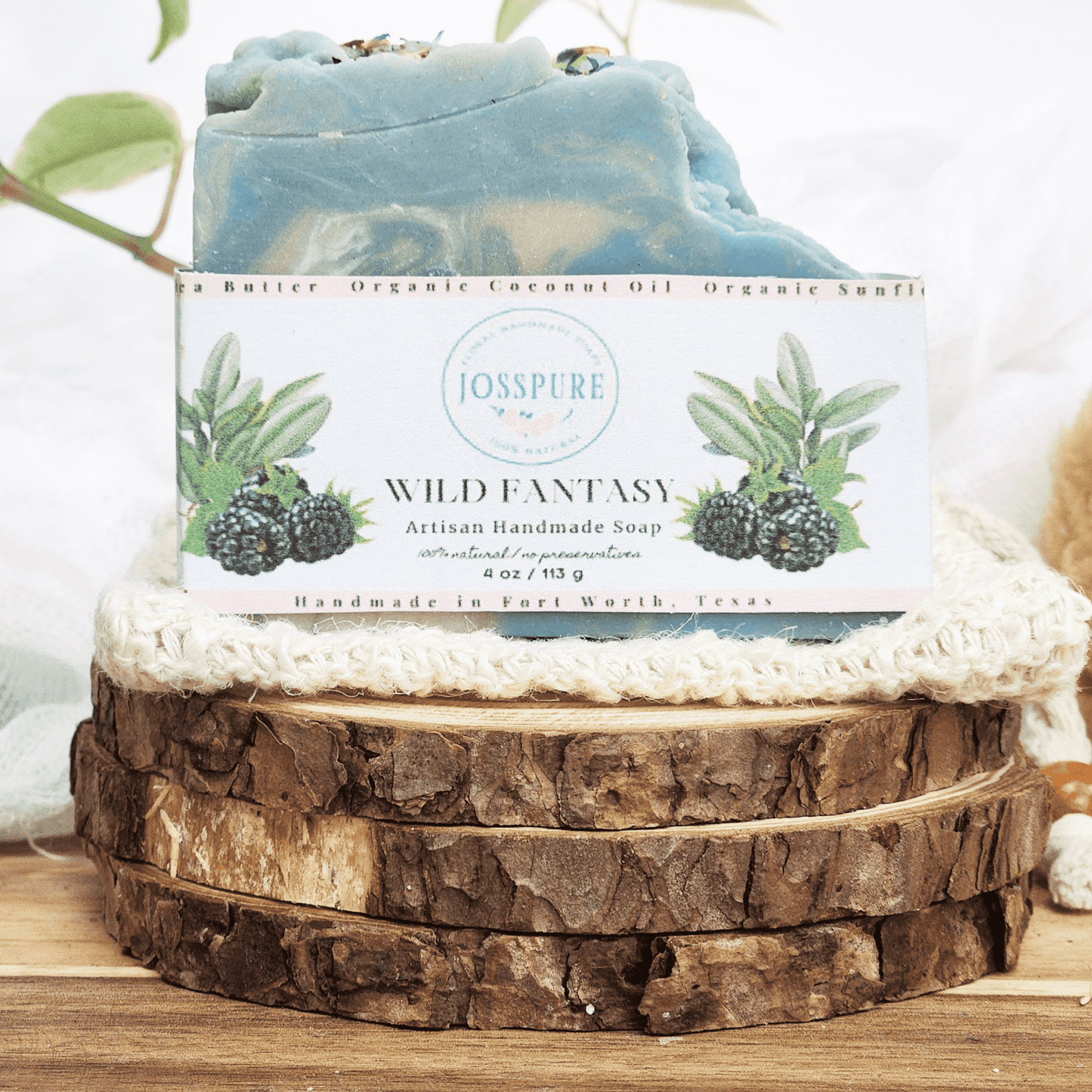 JOSSPURE blackberry sage mild shea butter soap handmade with natural ingredients and artisan design