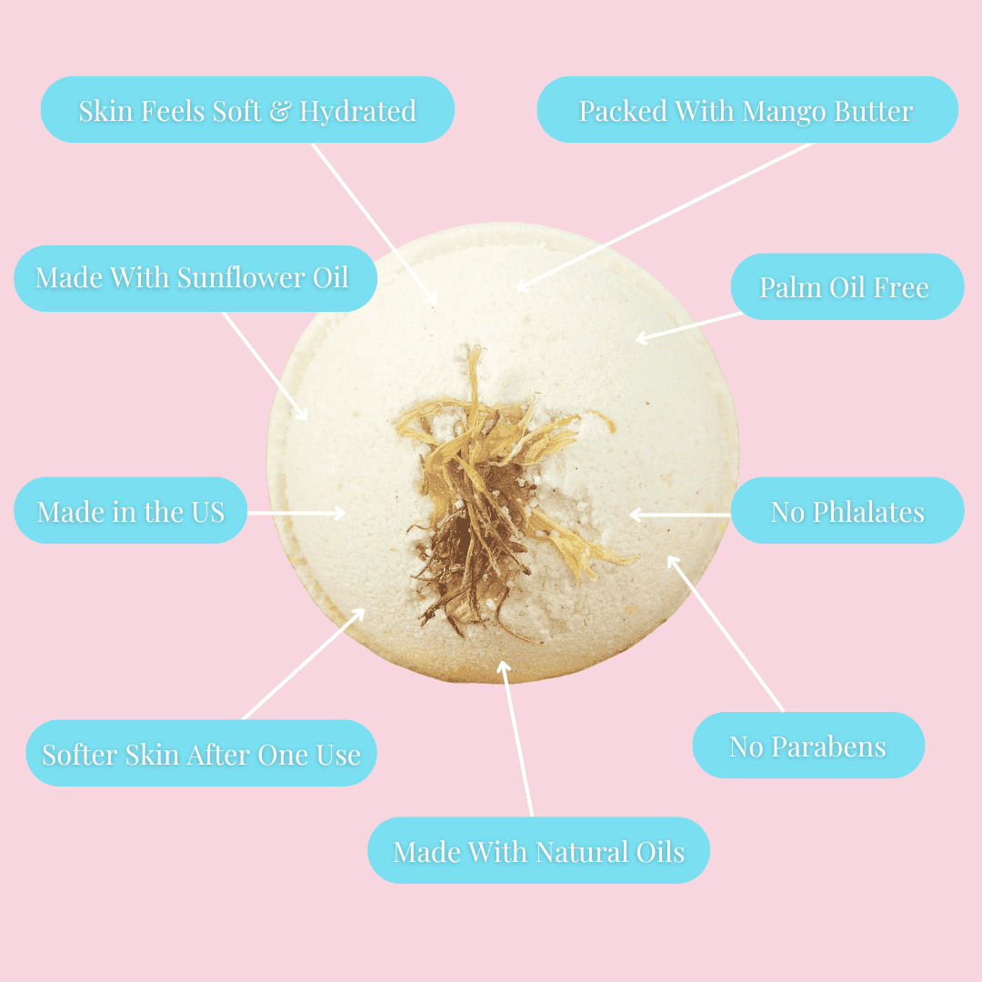 JOSSPURE grapefruit mini bath bomb with natural oils and mango butter for soft, hydrated skin