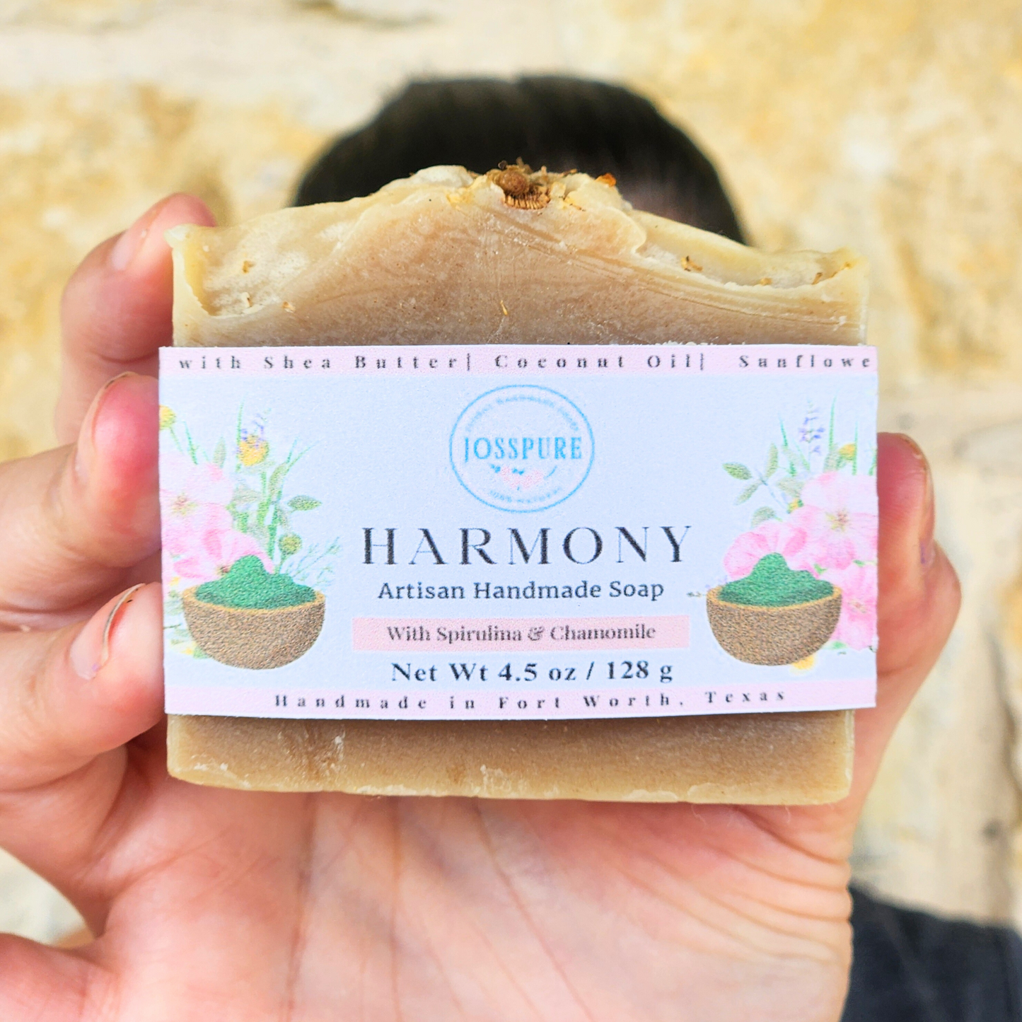 Green All Natural Soap by JOSSPURE Harmony Artisan Handmade Soap with Spirulina and Chamomile