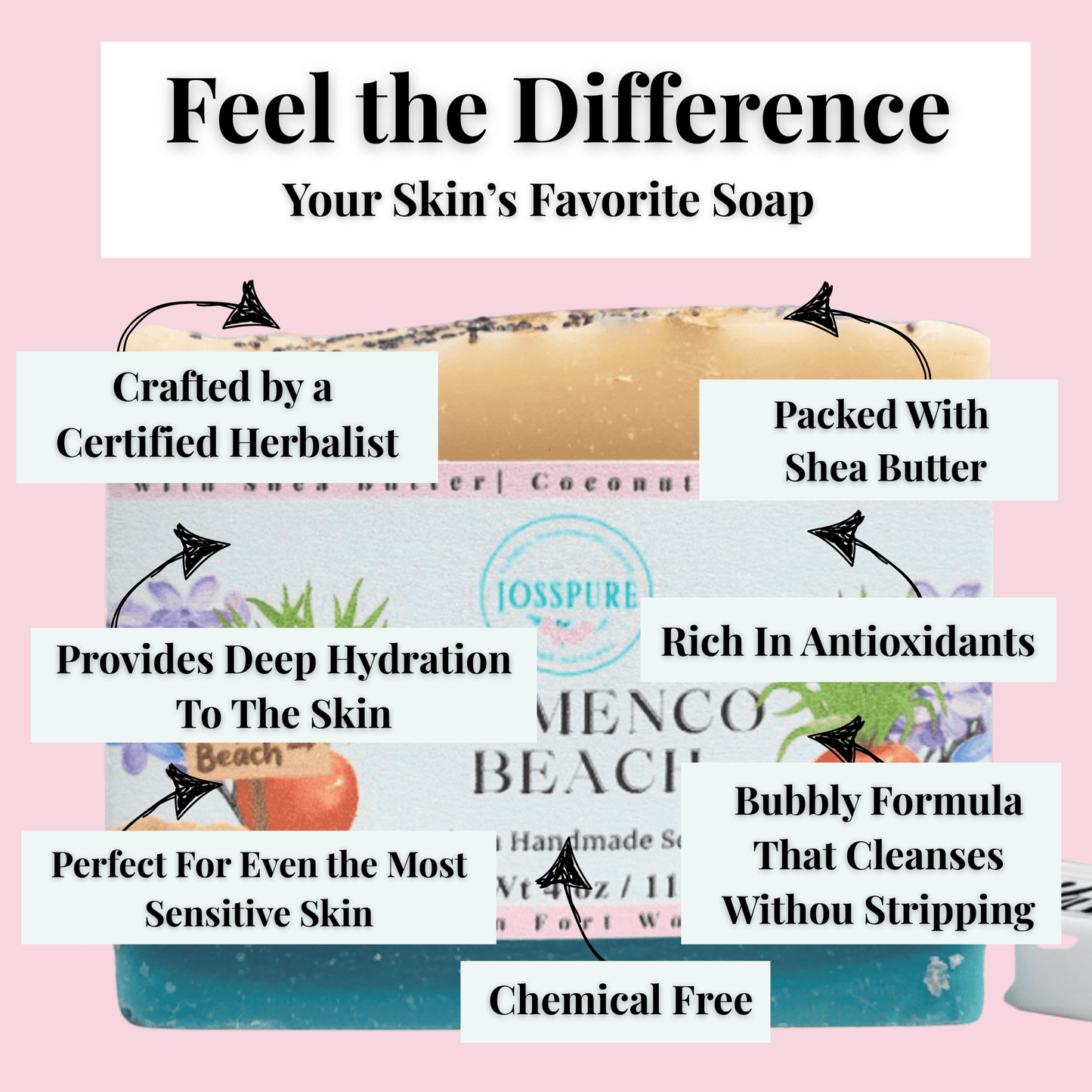 JOSSPURE apple lemongrass summer shea butter soap handmade bar with natural ingredients for sensitive skin