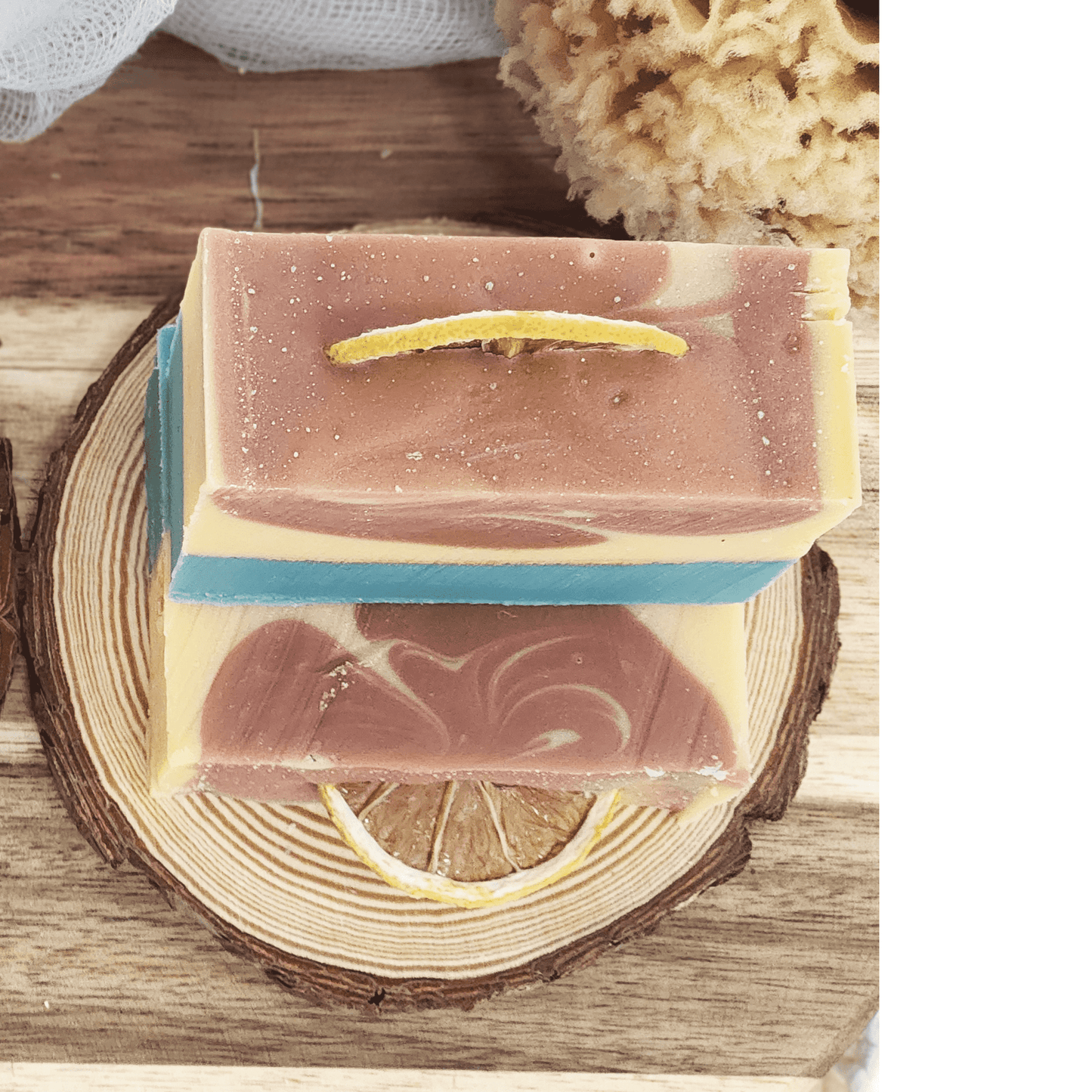 JOSSPURE lemongrass mild shea butter soap handmade with natural ingredients and decorative dried lemon slice