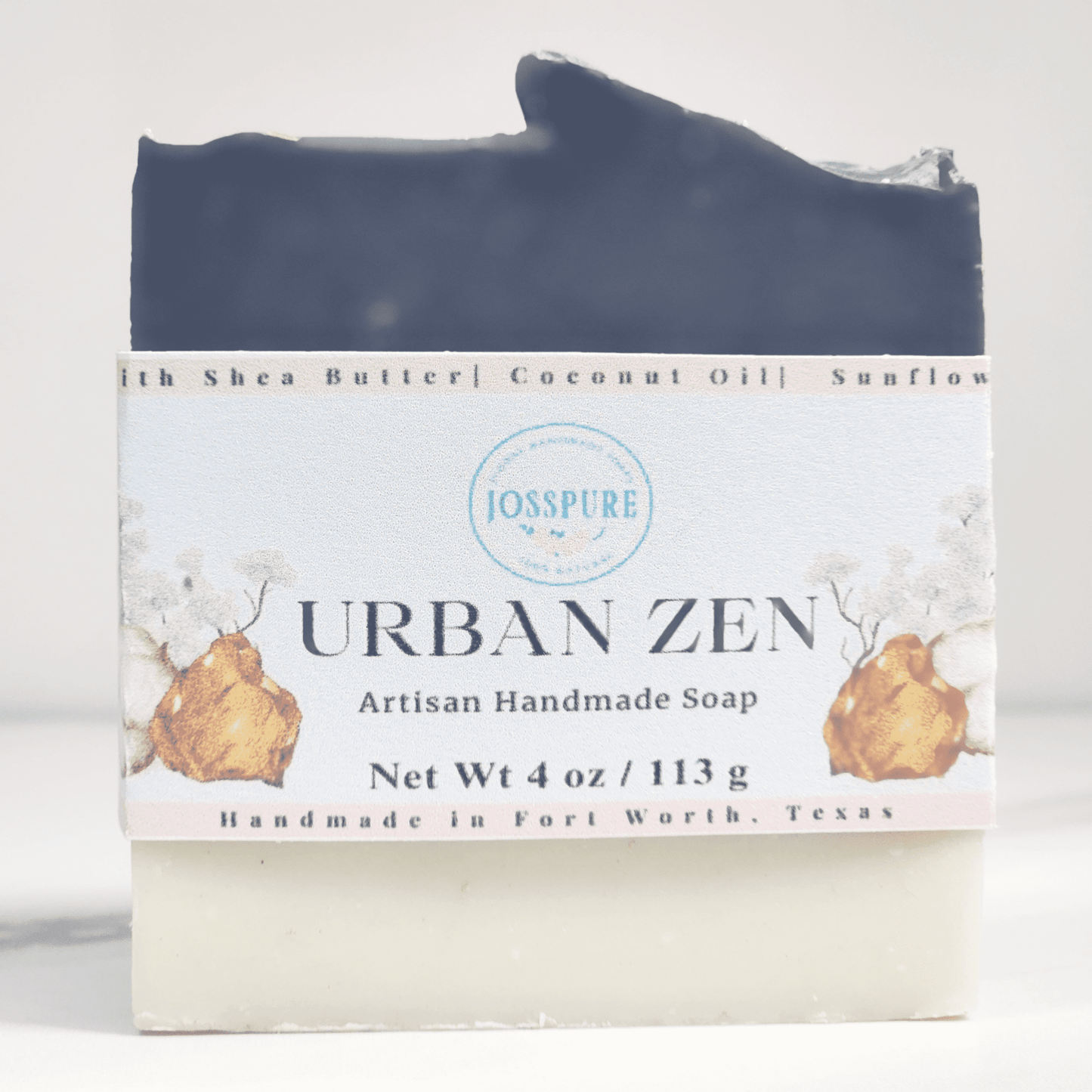 JOSSPURE Urban Zen charcoal unisex soap bar with natural ingredients and handmade artisanal design