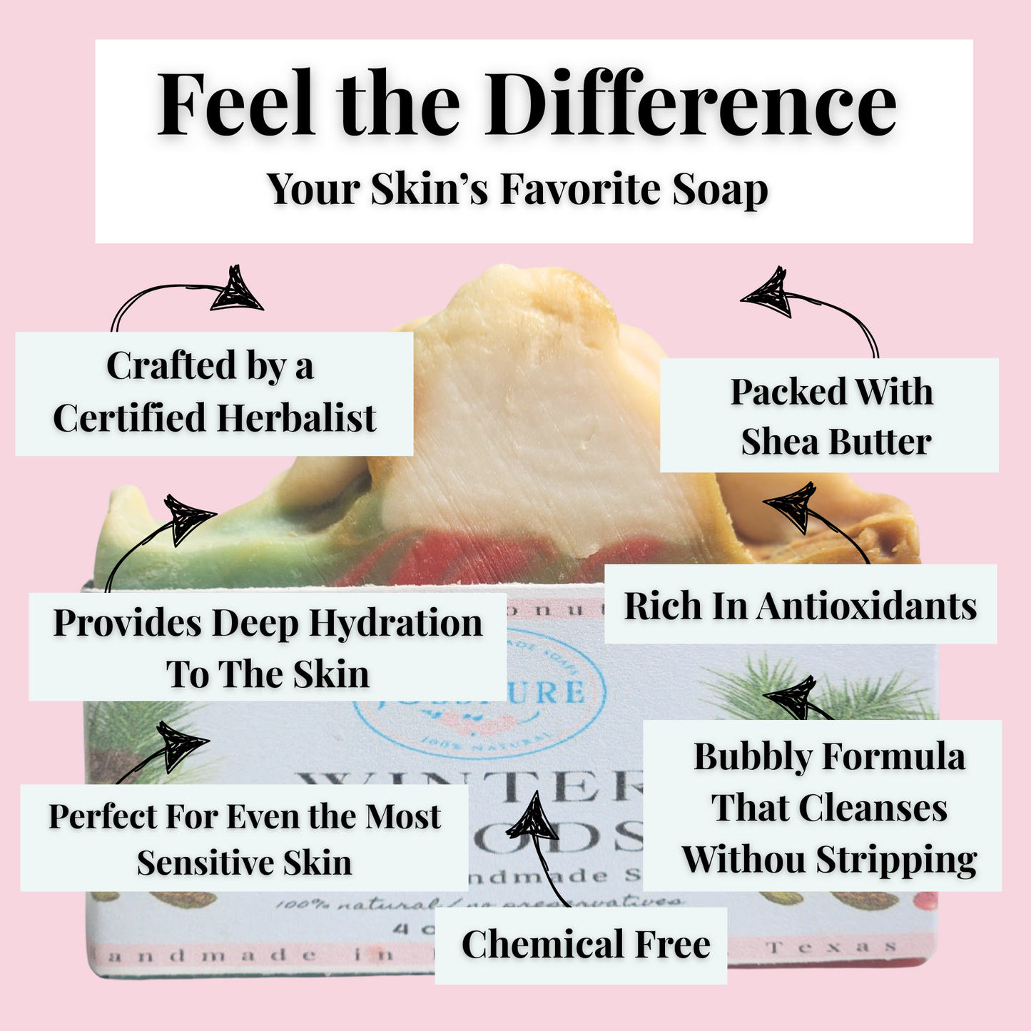 Christmas mild shea butter soap by JOSSPURE with deep hydration and antioxidant-rich formula