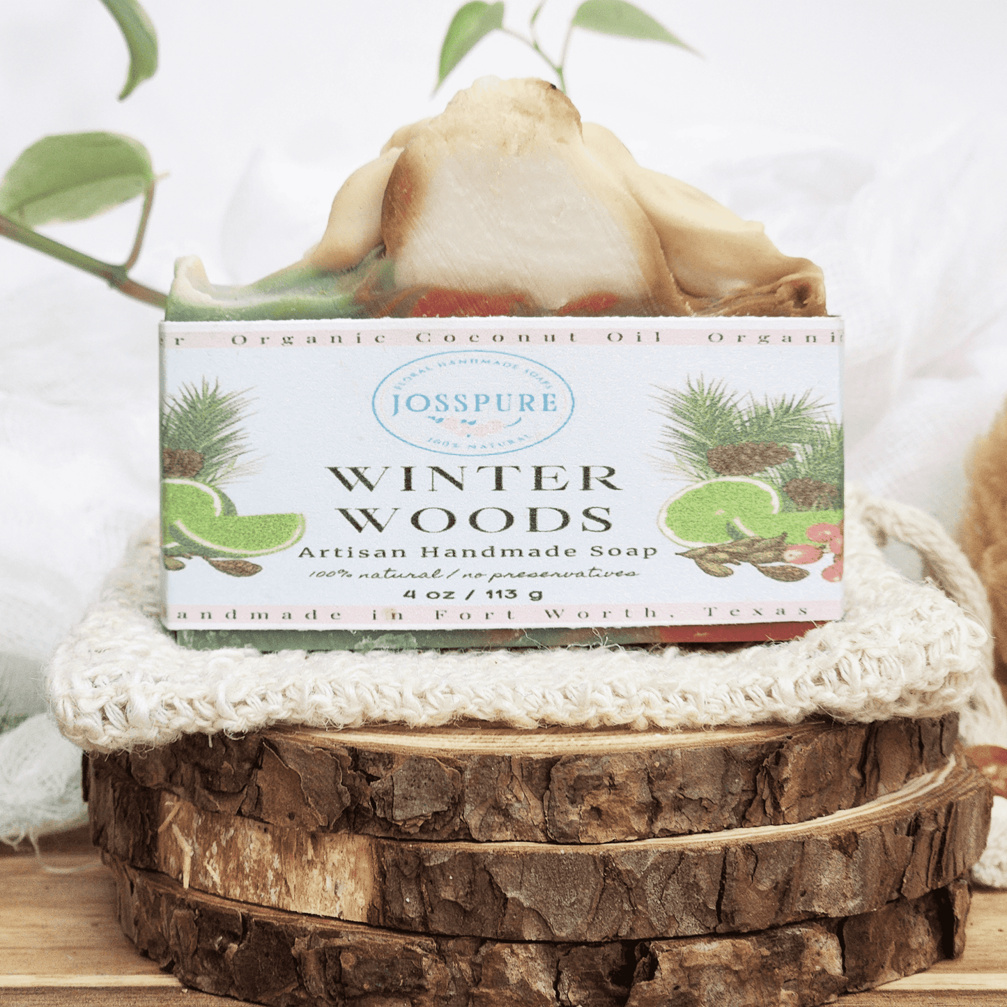 JOSSPURE Christmas mild shea butter soap Winter Woods artisan handmade with natural ingredients
