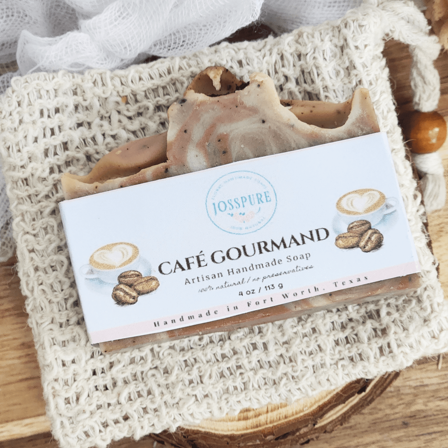 JOSSPURE Coffee Exfoliating Shea Butter Soap handmade with natural ingredients in artisan style