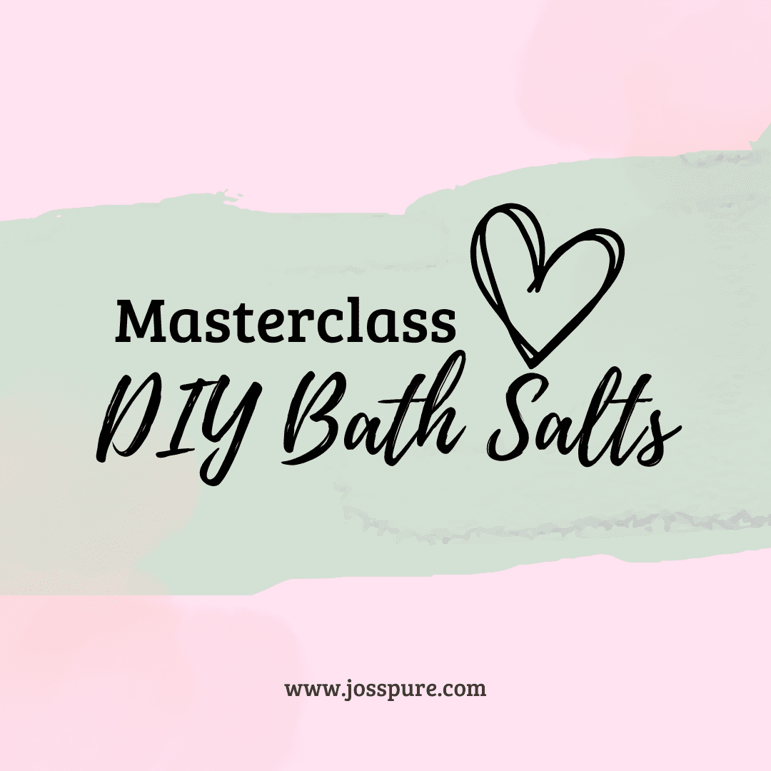Masterclass for DIY organic bath salts workshop with heart design and soft pastel background