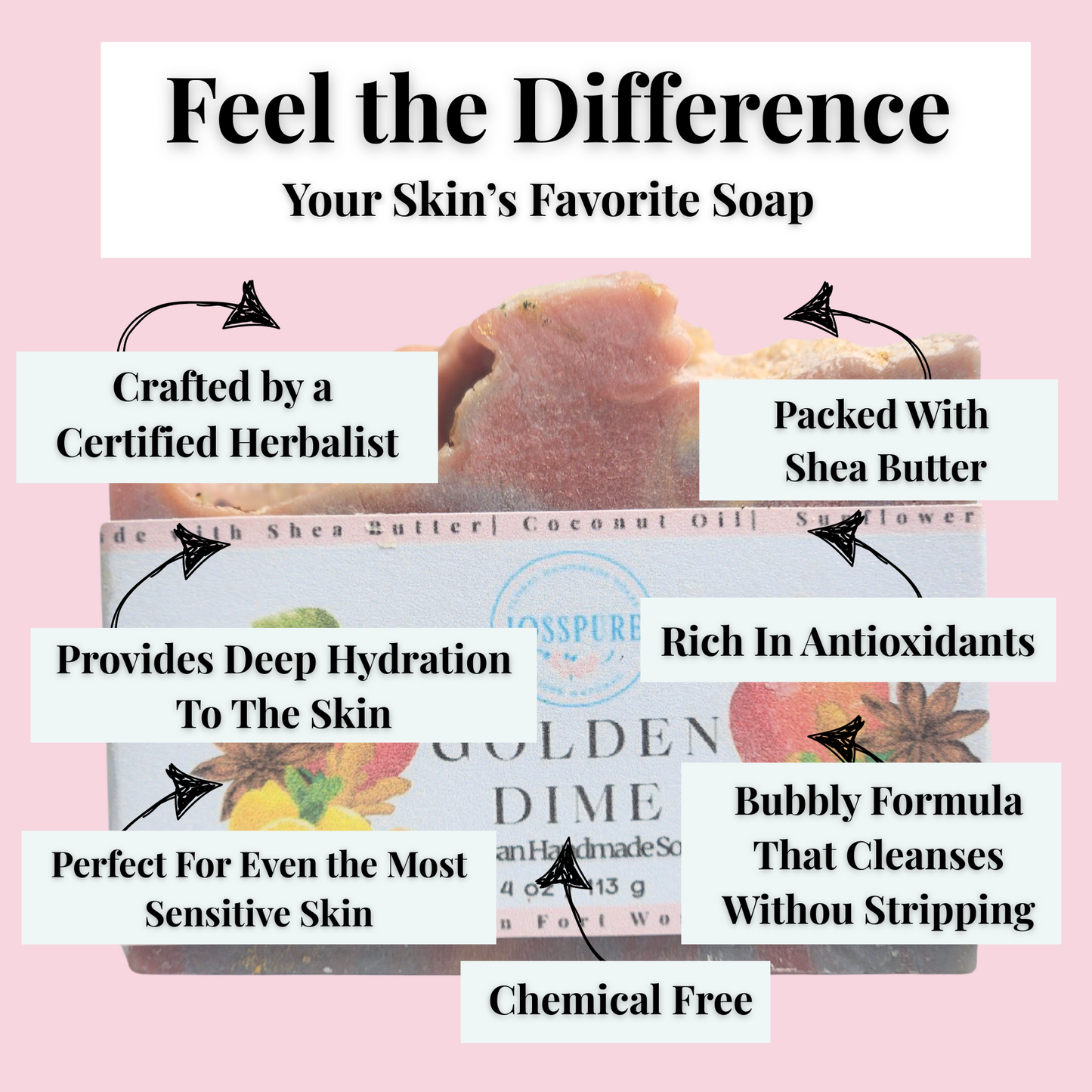 Fall mild shea butter soap by JOSSPURE with deep hydration and antioxidant-rich formula for sensitive skin