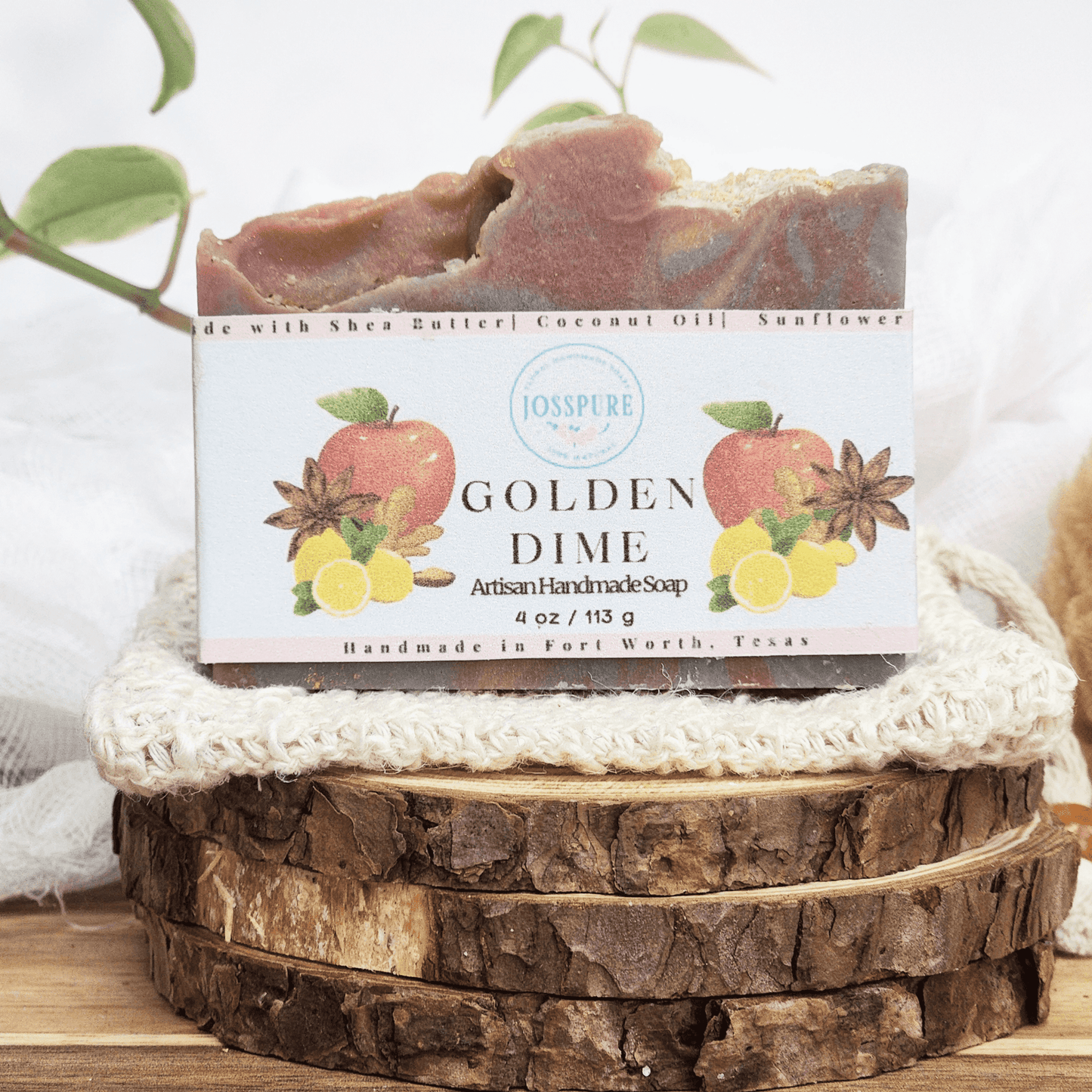 JOSSPURE fall mild shea butter soap Golden Dime artisan handmade bar with natural ingredients