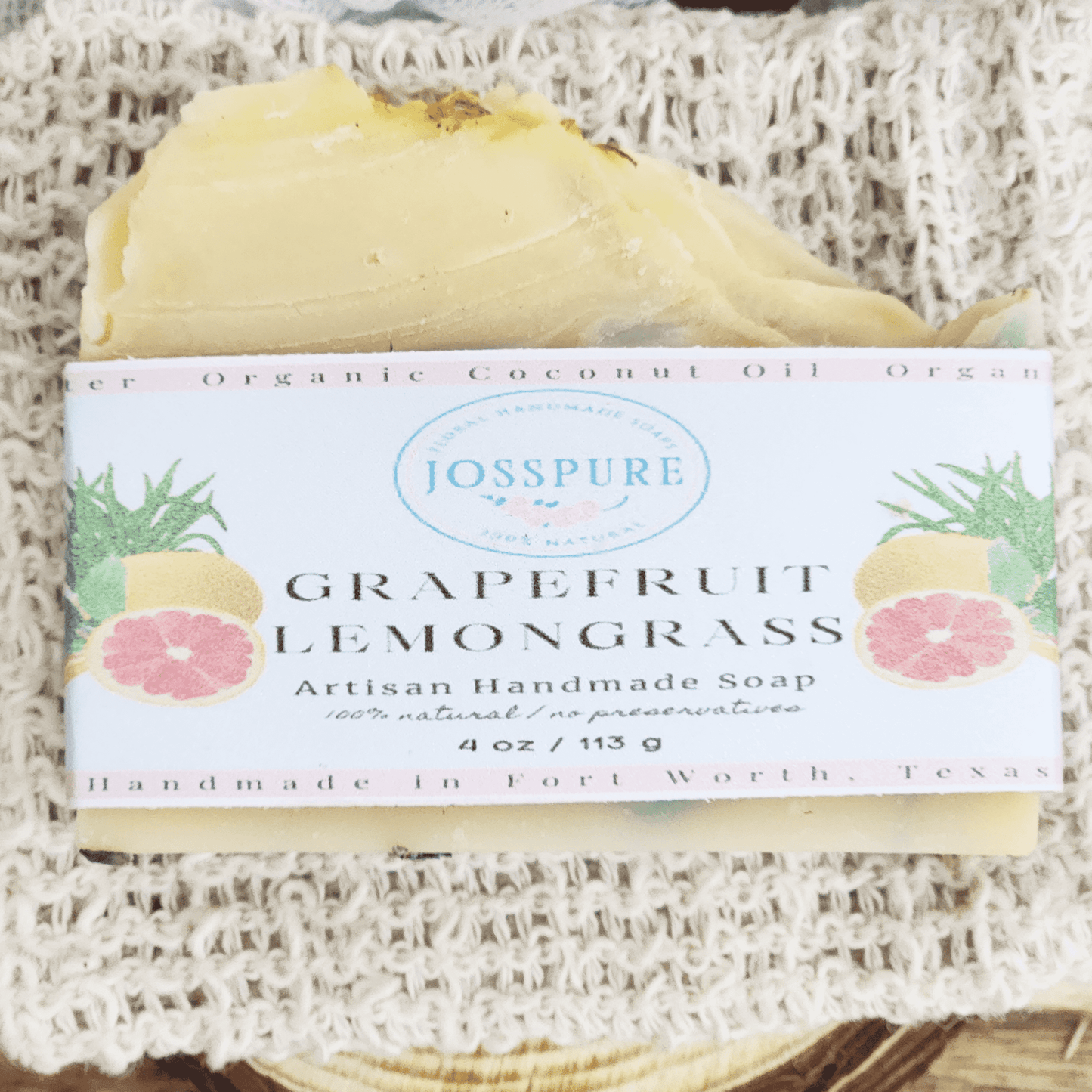 JOSSPURE grapefruit lemongrass mild shea butter soap handmade with natural ingredients and organic coconut oil