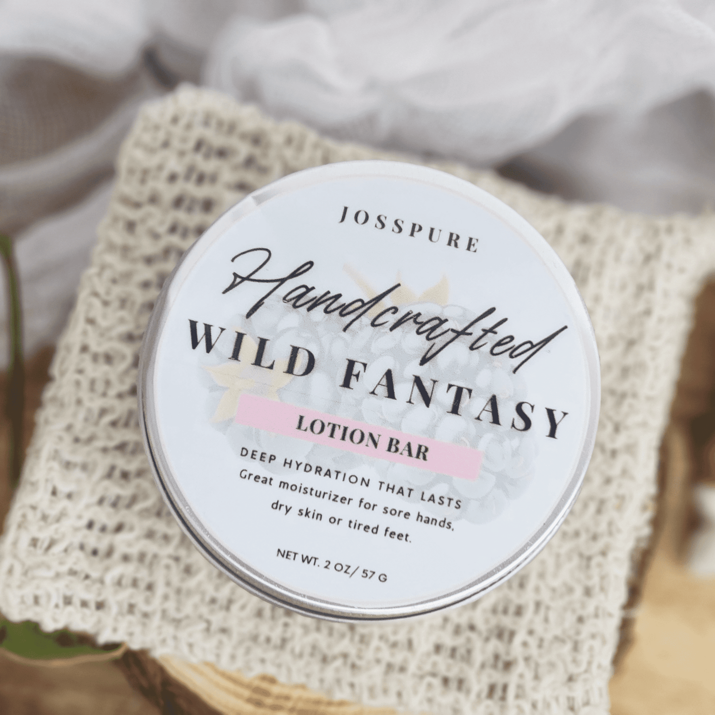 JOSSPURE handmade lotion bars Wild Fantasy deep hydration moisturizer lotion bar in a round container