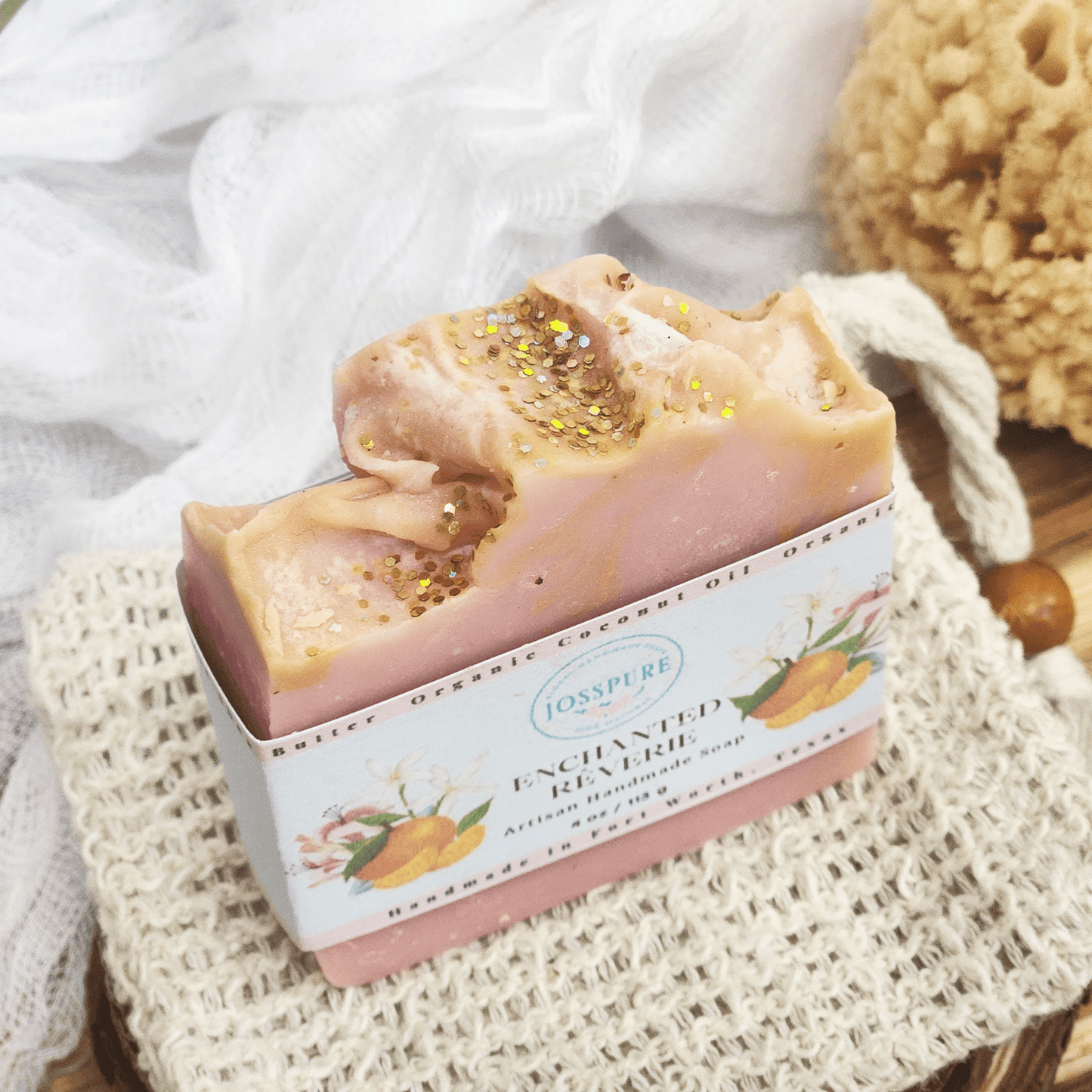 JOSSPURE jasmine gardenia mild shea butter soap handmade natural soap bar with decorative gold flakes