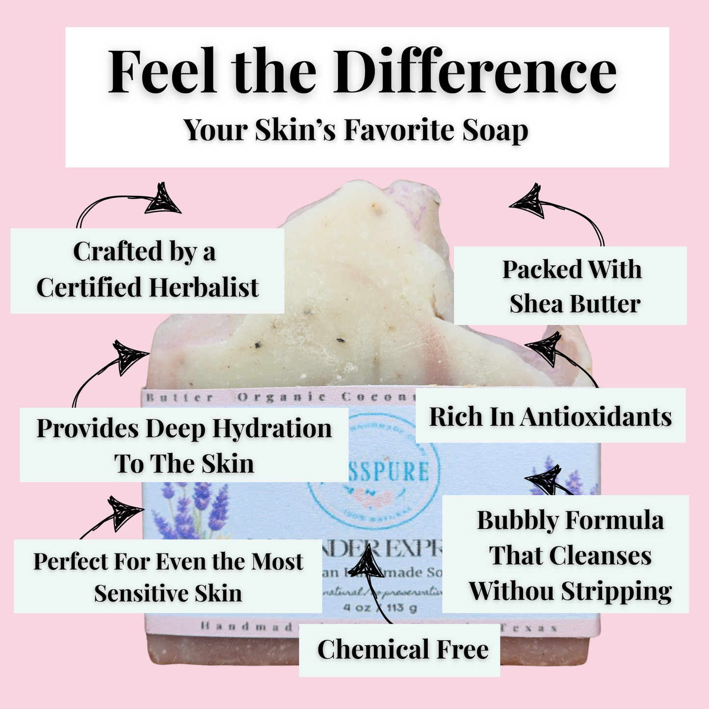 JOSSPURE lavender coffee mild shea butter soap handcrafted with shea butter for sensitive skin hydration and antioxidant benefits