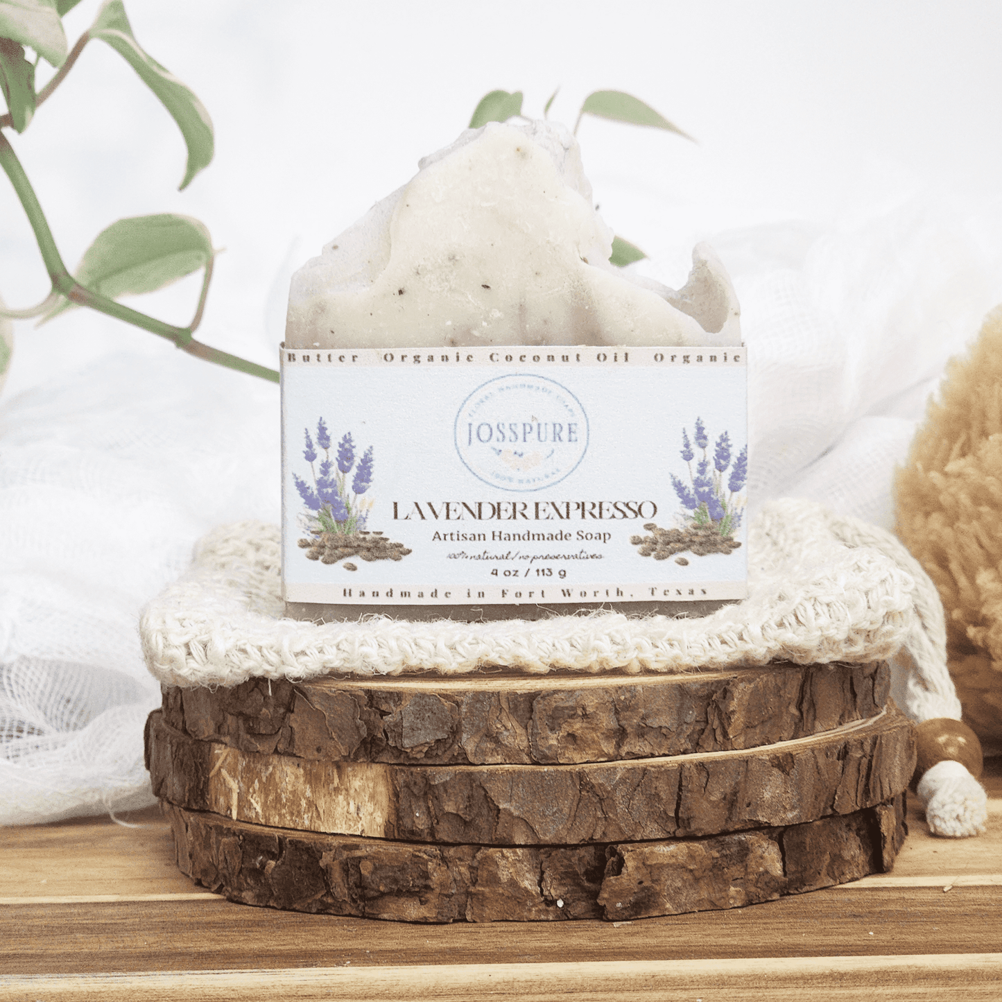 JOSSPURE lavender coffee mild shea butter soap handmade artisan soap bar on wooden rounds