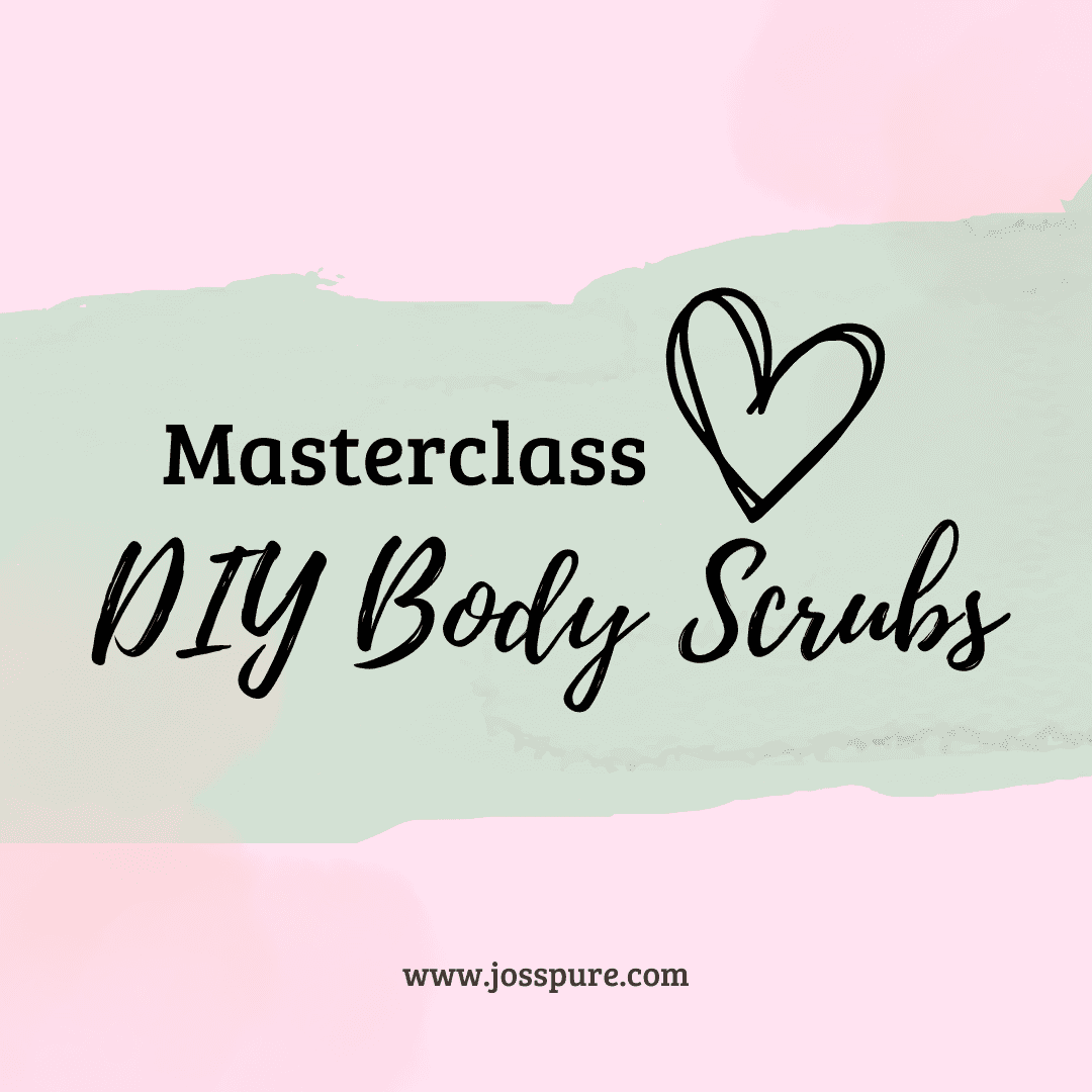 Masterclass promotion for DIY organic body scrub class with heart design and soft pastel background
