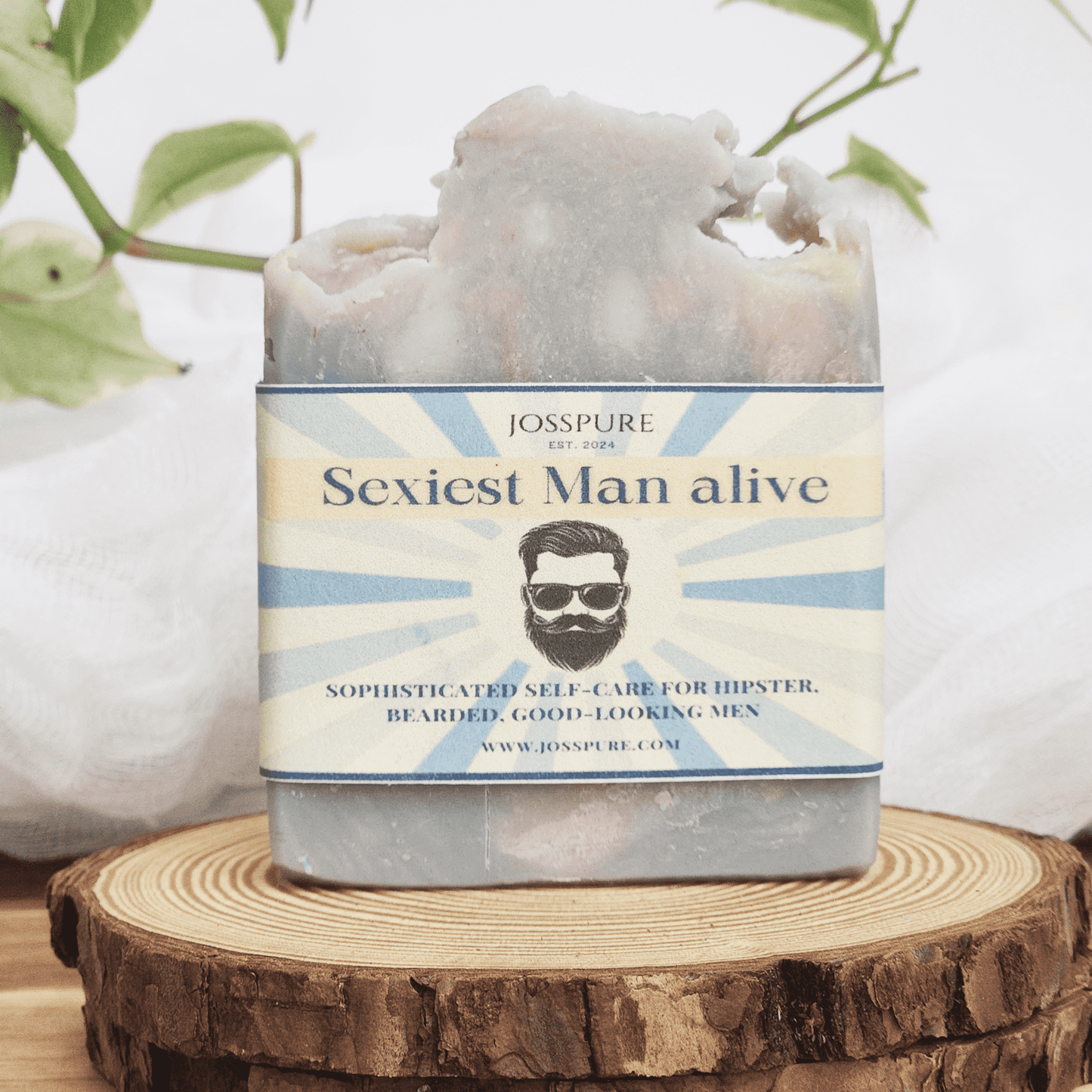JOSSPURE mens bergamot mild shea butter soap with natural ingredients and masculine packaging