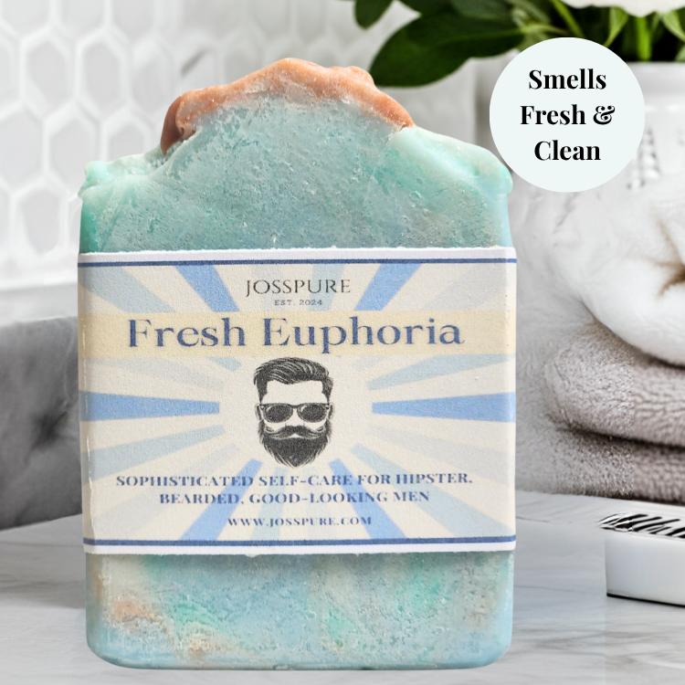 JOSSPURE mens fresh mild shea butter soap Fresh Euphoria with natural colors and hipster design