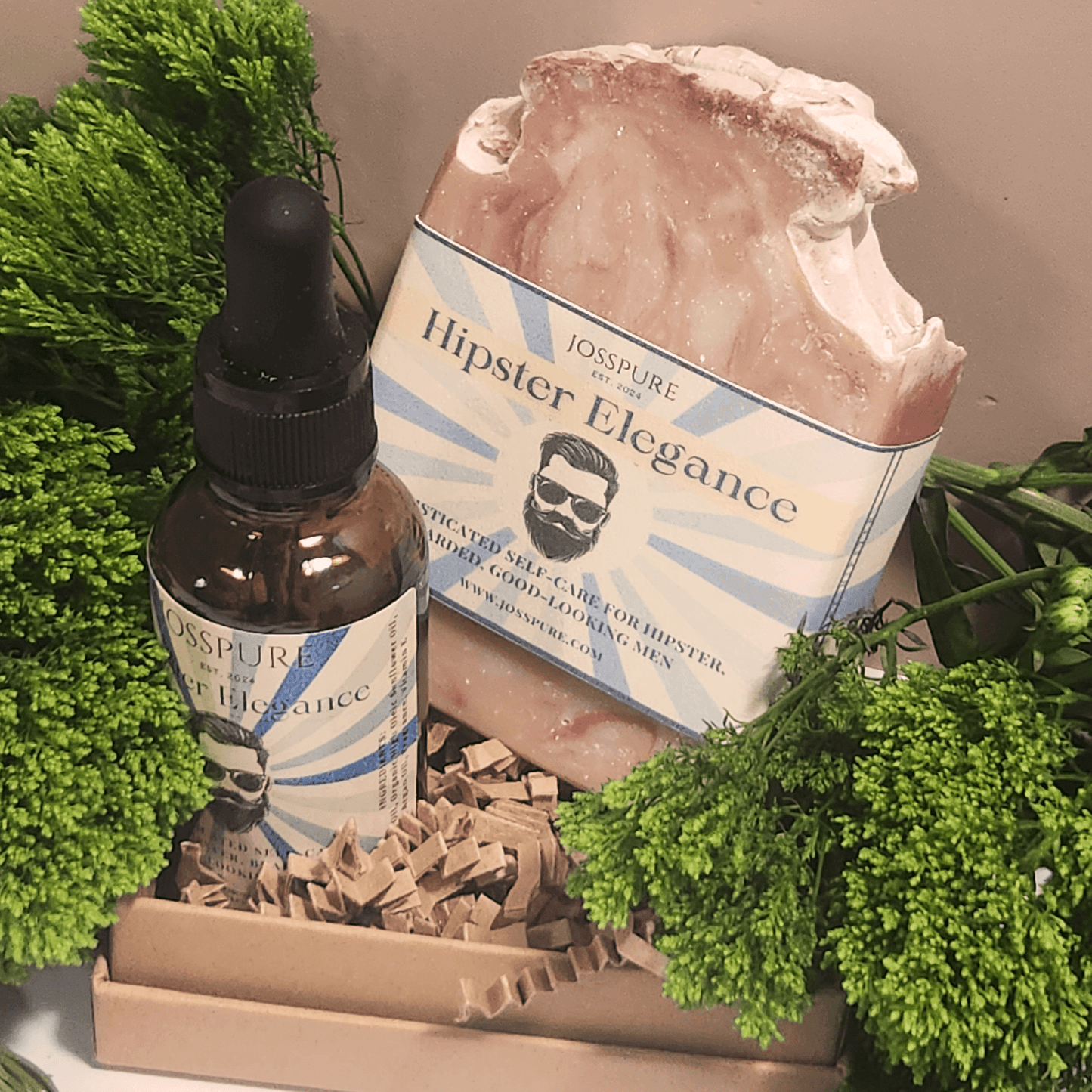 JOSSPURE handmade Shea Butter Soap and oil set in a mens gift set bundle with natural ingredients