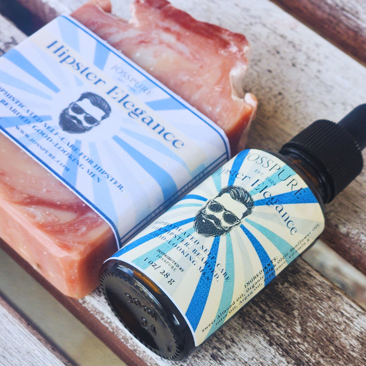 JOSSPURE Handmade Shea Butter Soap and Oil in Hipster Elegance, perfect mens gift set bundle