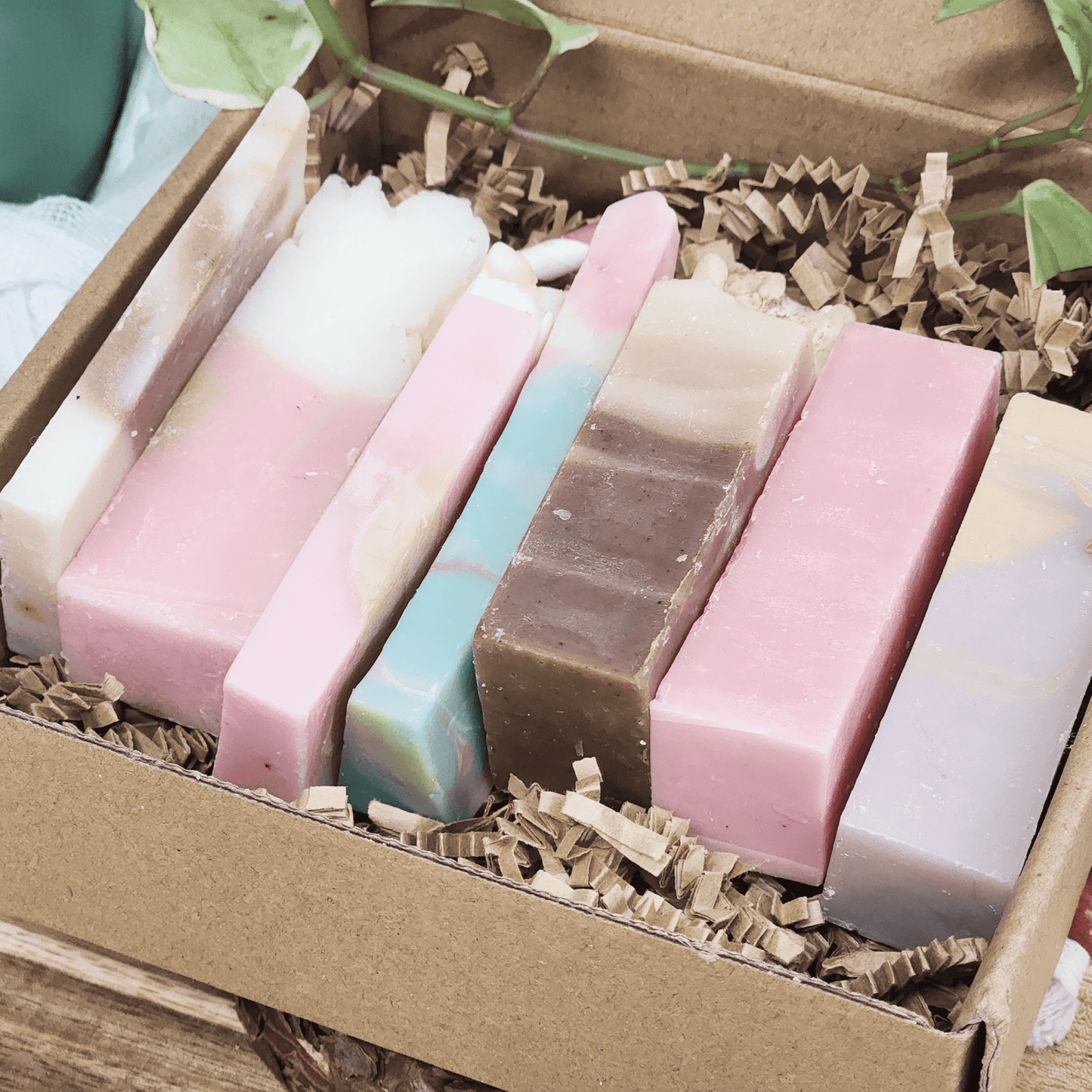 JOSSPURE handmade mystery soap sampler pack with assorted colorful natural soap bars in a gift box