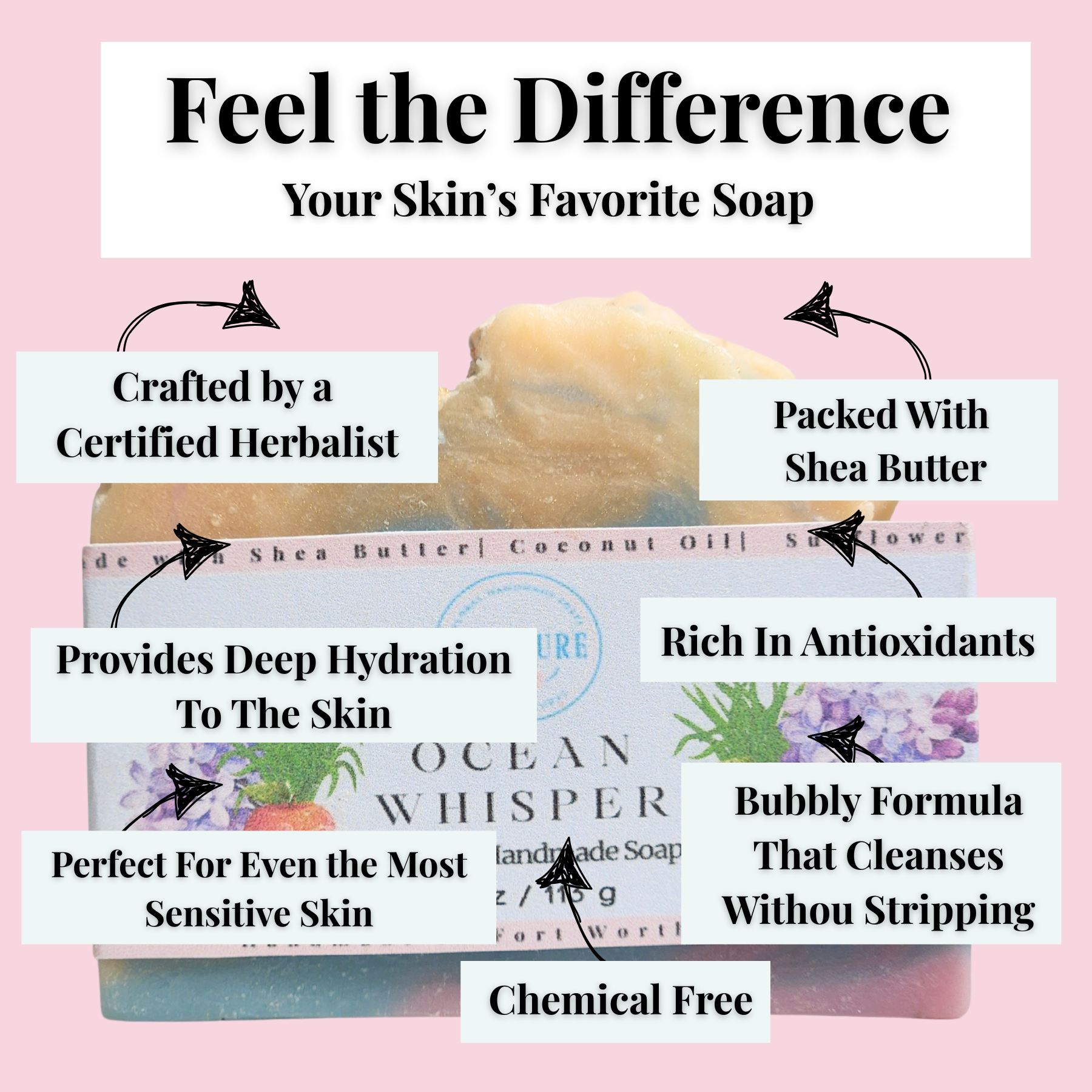 Ocean luxury mild shea butter soap by JOSSPURE with deep hydration and antioxidant rich formula