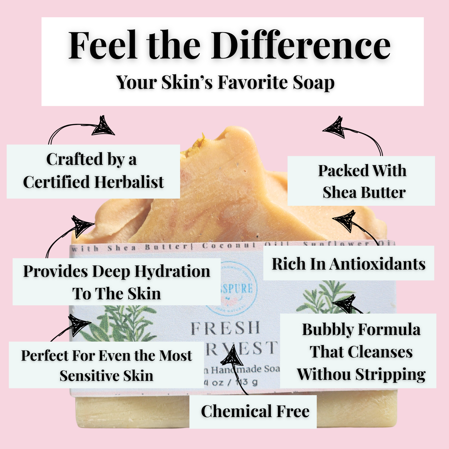 Rosemary lemongrass mild shea butter soap crafted by certified herbalist with deep hydration and antioxidant benefits
