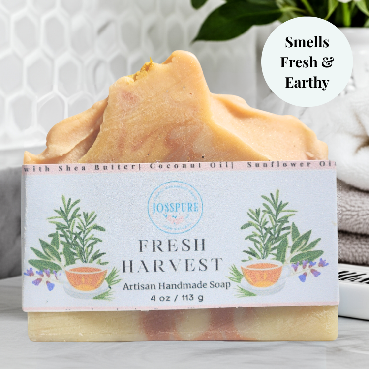 JOSSPURE rosemary lemongrass mild shea butter soap bar with natural herbs and fresh earthy scent