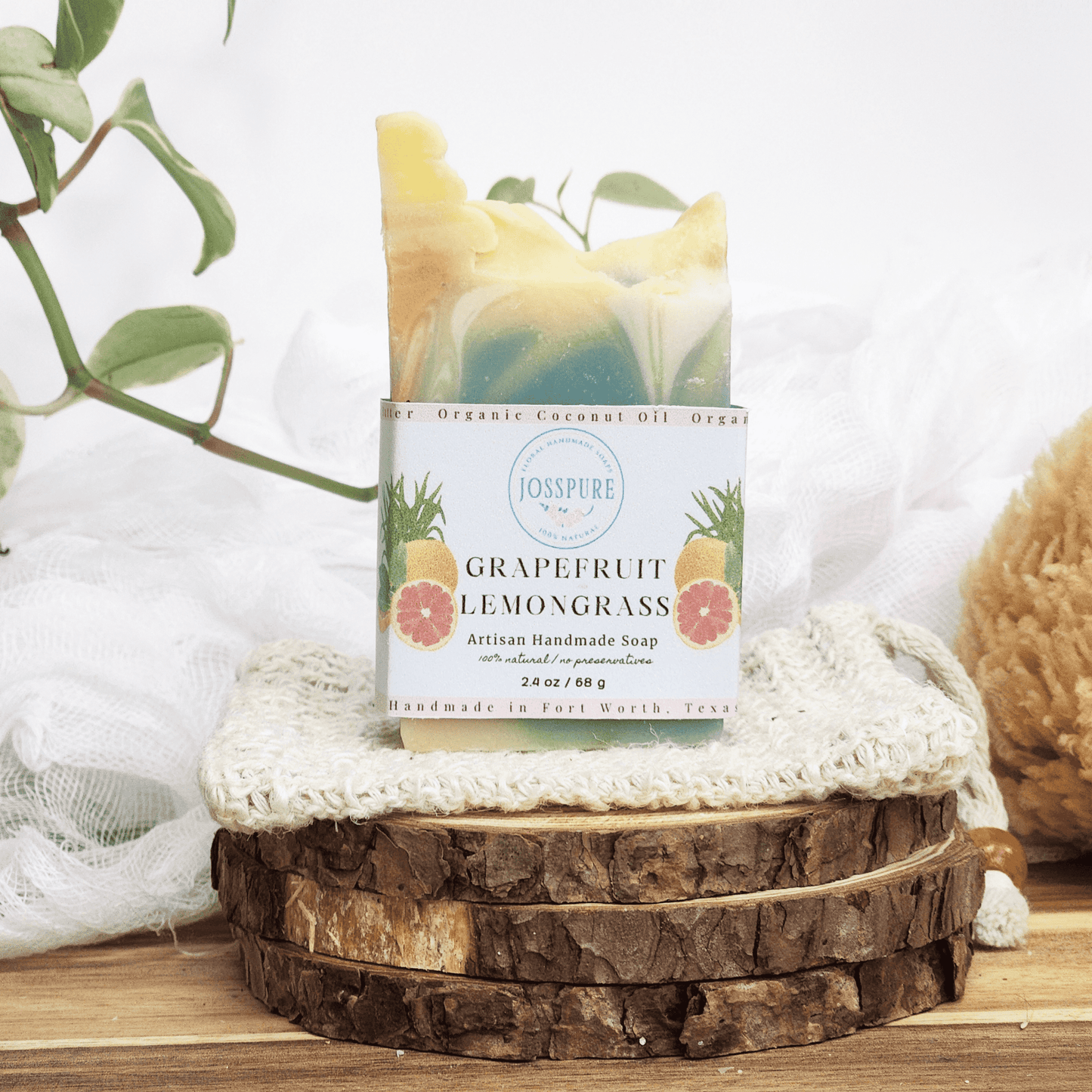 Travel Size Mild Shea Butter Soap grapefruit lemongrass handmade by JOSSPURE with natural ingredients