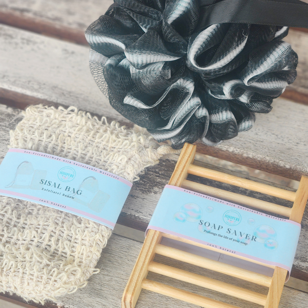 Soap Accesories Starter Pack-Sisal Bag, Soap Saver, Eco Sponge