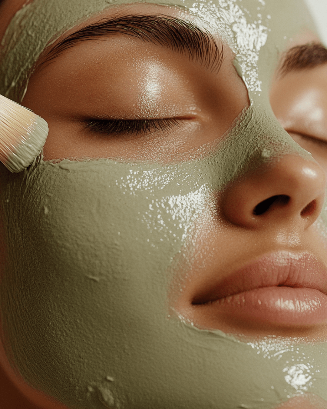 Close-up of woman with green facial mask applied, highlighting toxic ingredients to avoid in skincare