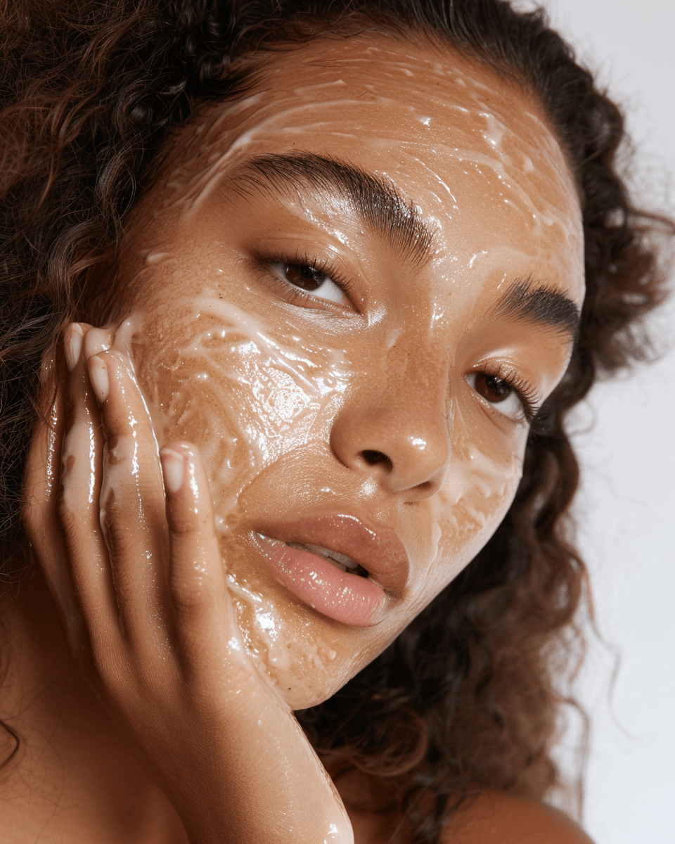 Close-up of woman applying moisturizer highlighting the best artisan soaps for sensitive skin benefits