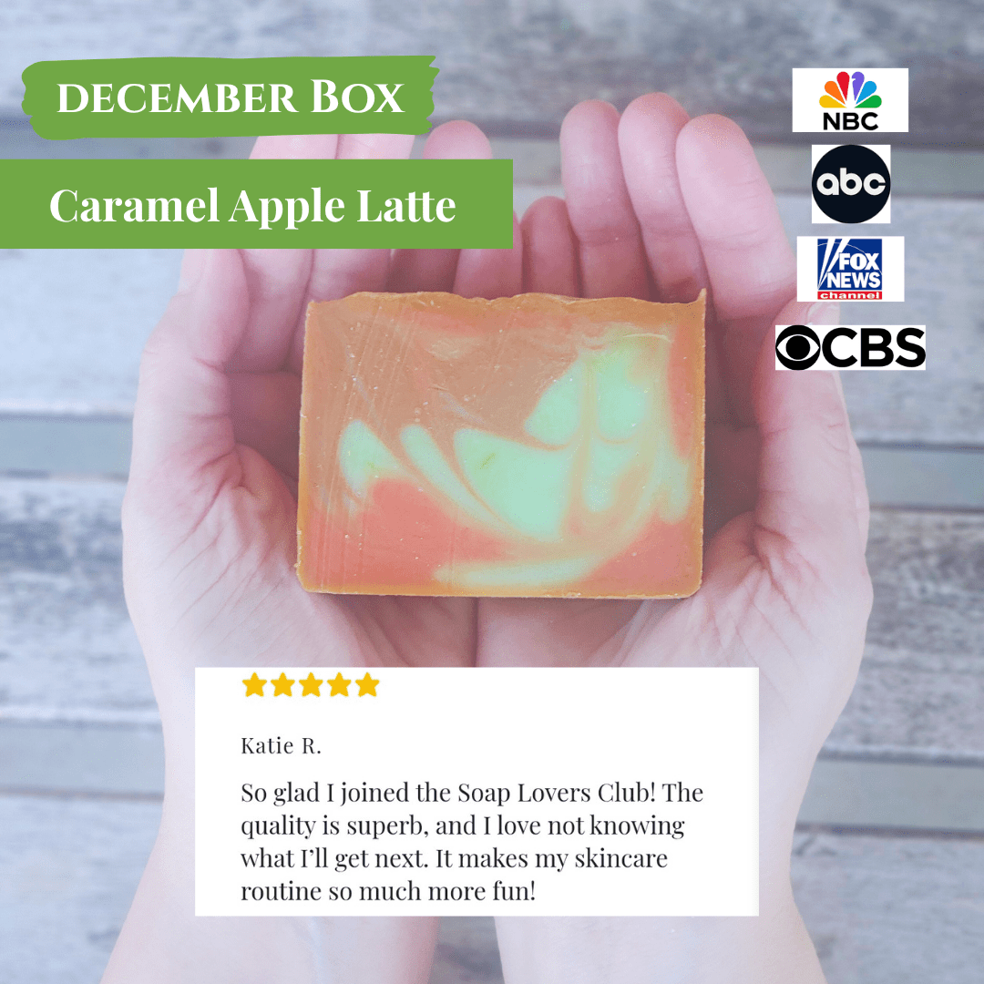 December Box featuring Caramel Apple Latte Soap from a natural products affiliate program