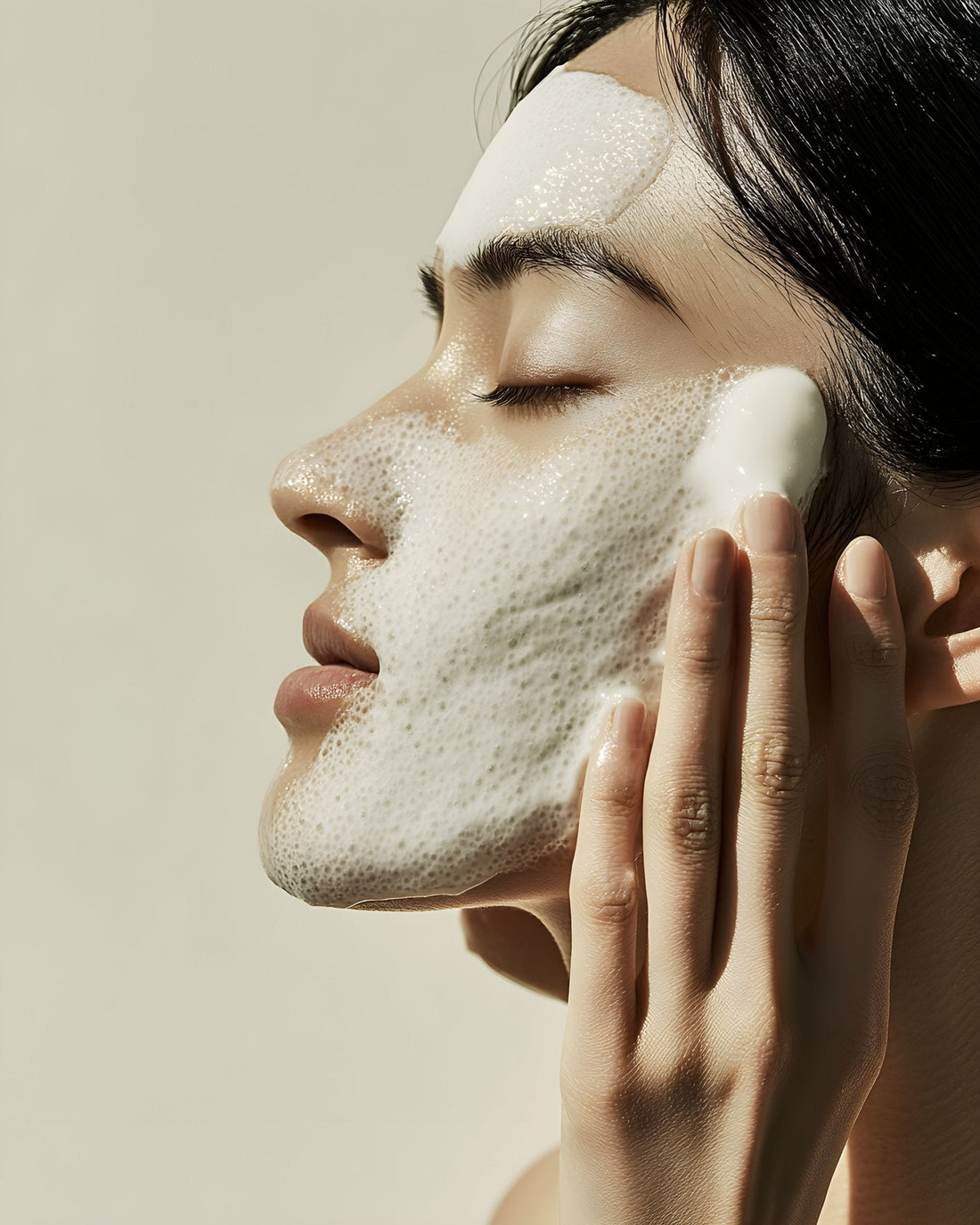 Woman applying yogurt for dry skin as a natural hydrating and exfoliating facial treatment