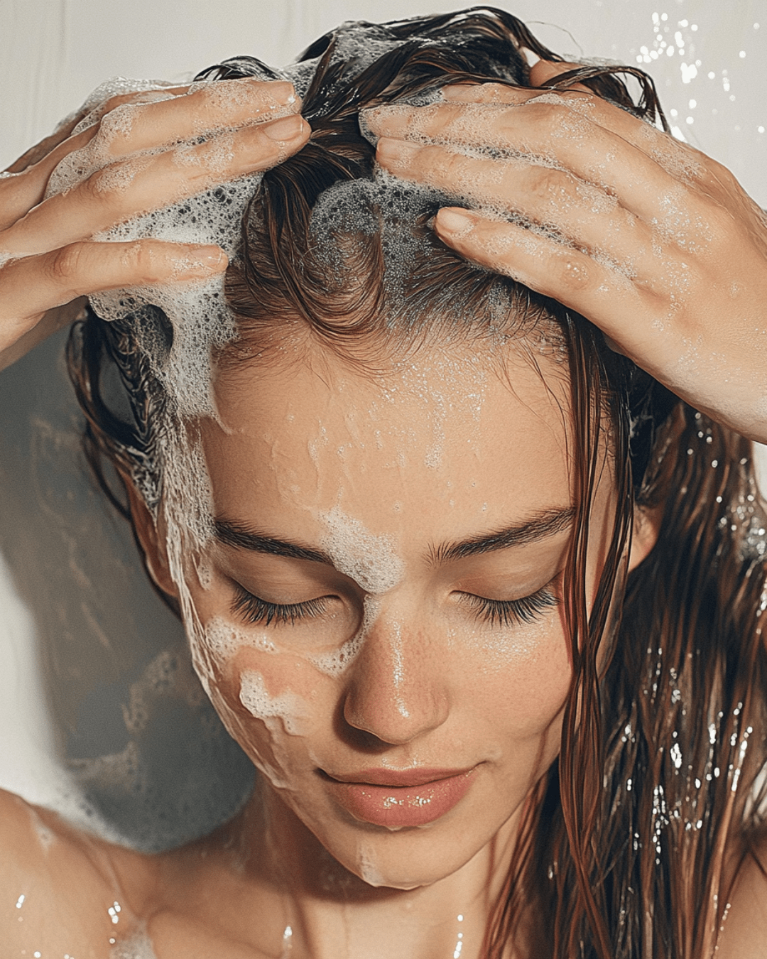 Close-up of a person enjoying a creamy lather while using Artisan Vanilla Shea Butter Soaps in a self-care routine