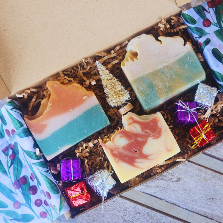 Curated women's self-care bundles featuring handcrafted soaps, perfect for thoughtful gifting or self-indulgence.