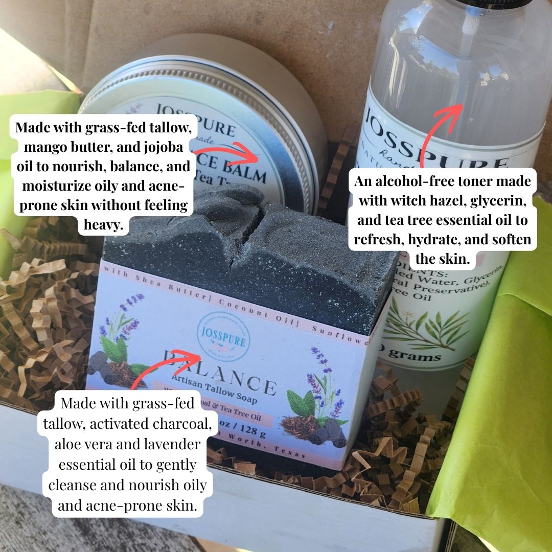 Oily & Acne-Prone Skin Facial Care Bundle | Charcoal & Tea Tree