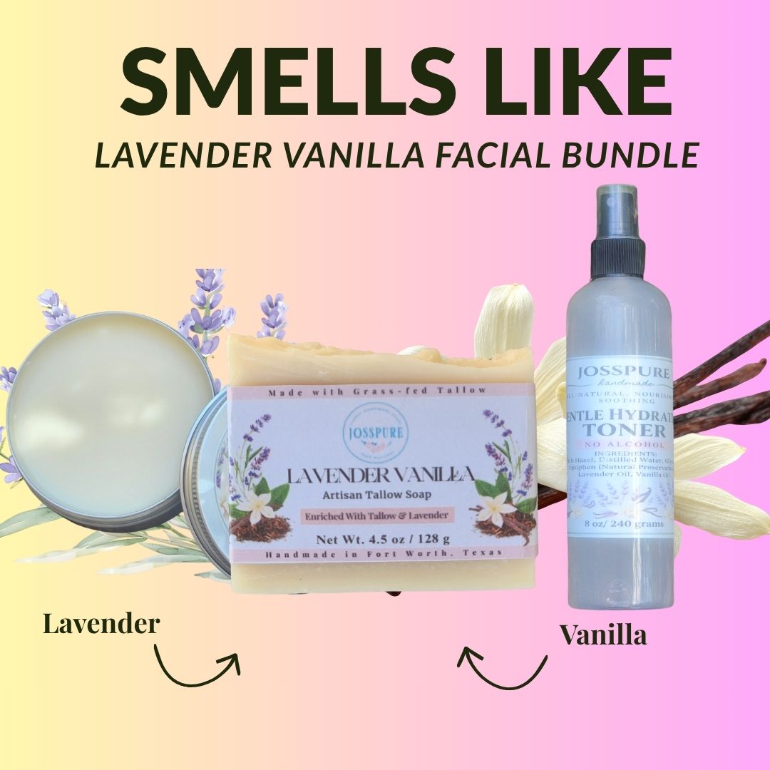 Dry Skin Facial Care Bundle | Lavender Tallow Soap, Toner Tallow Balm
