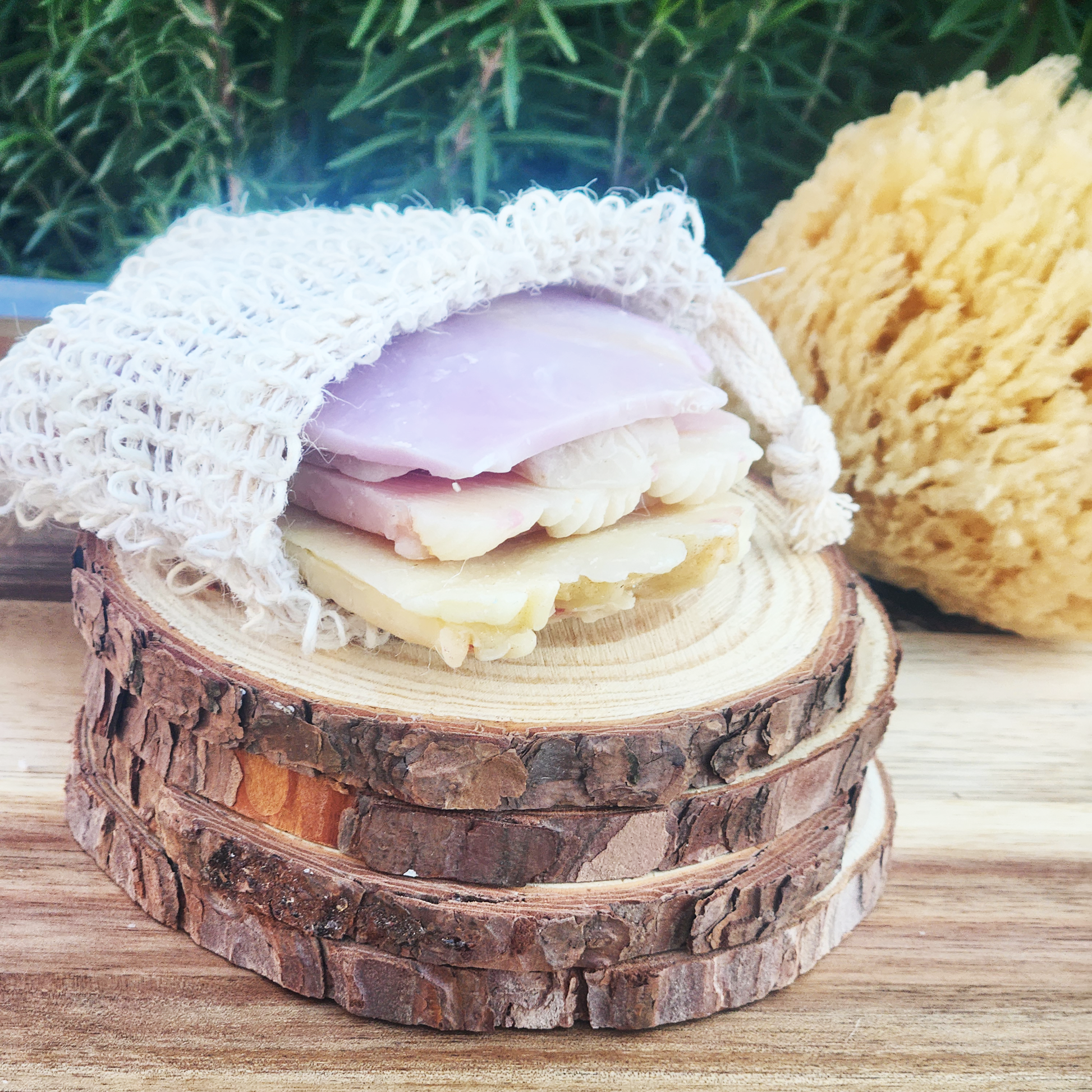 Handmade Soap Samples + Sisal Bag