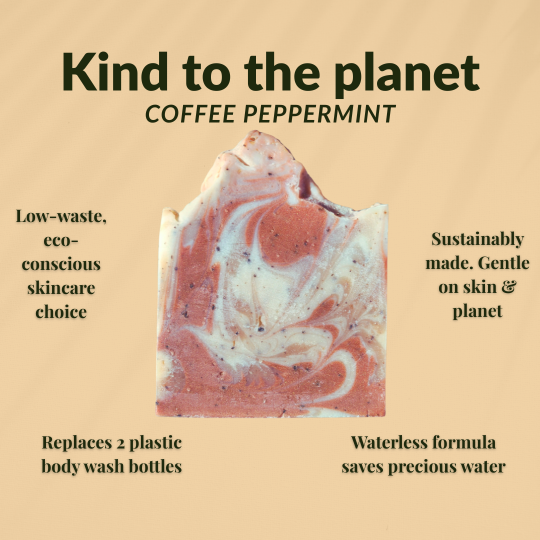 Handmade Coffee Exfoliating Shea Butter Soap with Peppermint for sustainable skincare