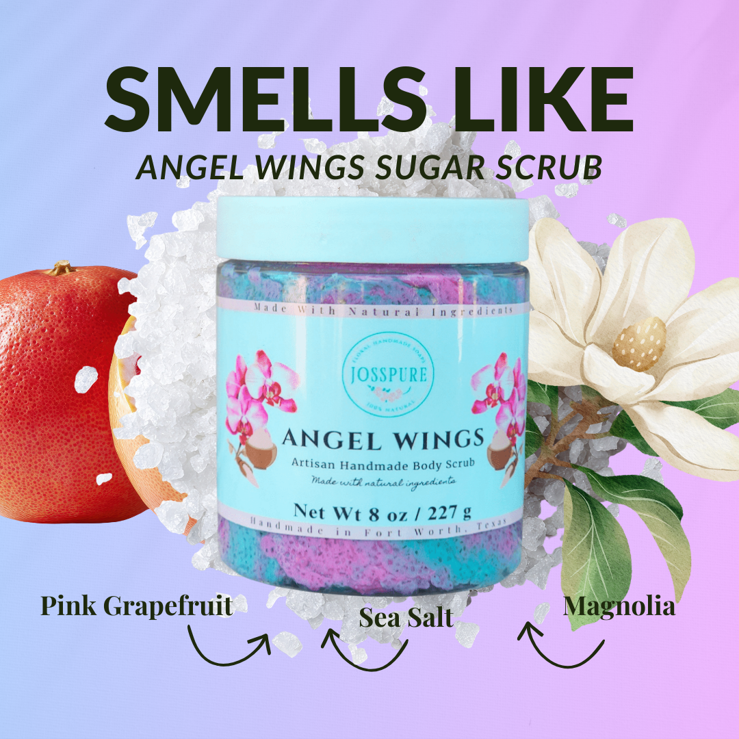 JOSSPURE Angel Wings Sugar Scrub with natural ingredients featuring orchid sea salt luxury sugar scrub for body care