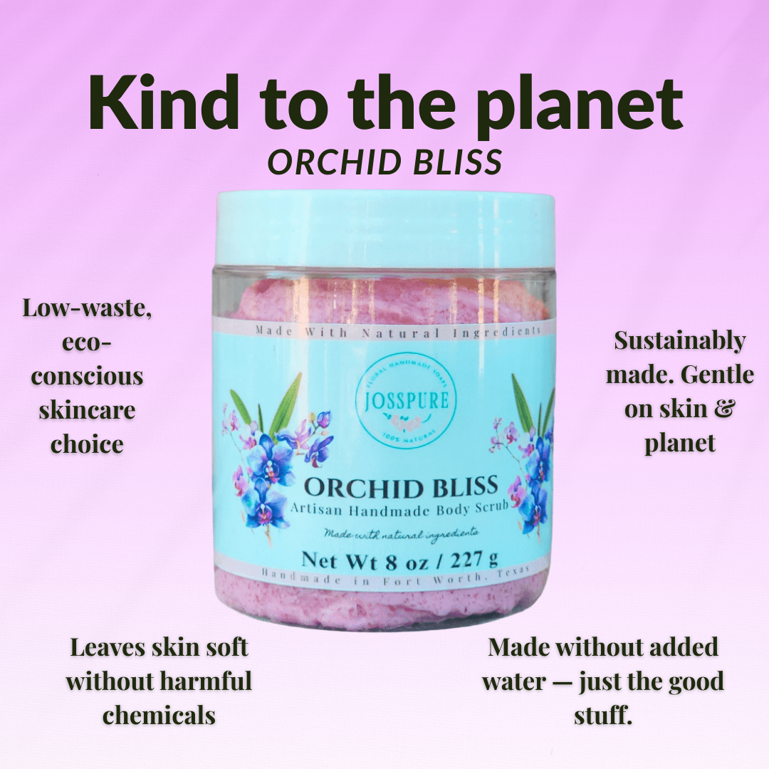 JOSSPURE Orchid Luxury Sugar Scrub in an 8 oz jar with natural ingredients for gentle skincare