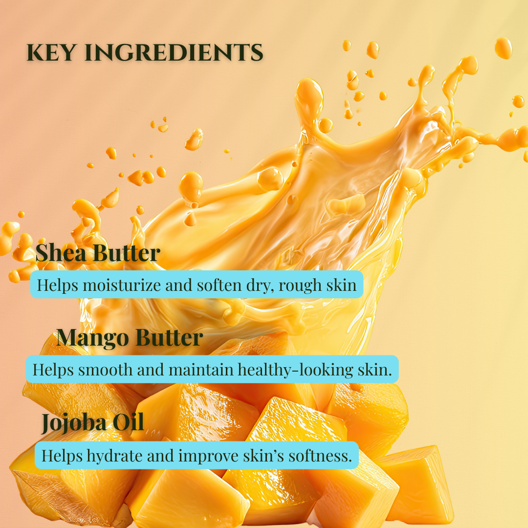 Key ingredients of grapefruit orange mango butter whipped body butter with shea and jojoba oil benefits