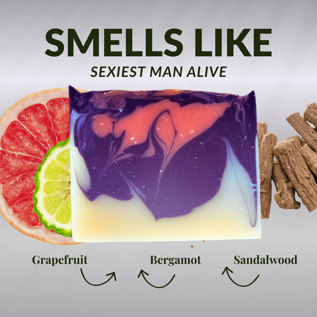 JOSSPURE mens bergamot mild shea butter soap with natural grapefruit and sandalwood scents