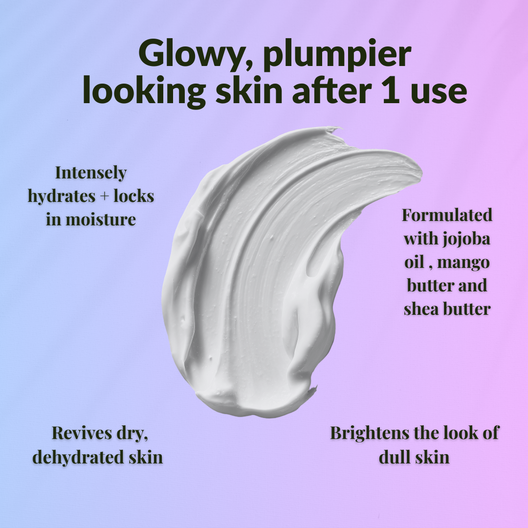 Lavender mango butter whipped body butter with nourishing ingredients for hydrated, plumper skin
