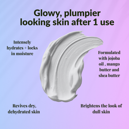 Lavender mango butter whipped body butter with nourishing ingredients for hydrated, plumper skin