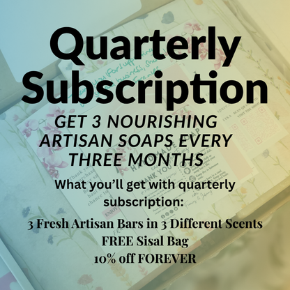JOSSPURE Quarterly Subscription for Artisan Soap Bars with three fresh scents and a free sisal bag