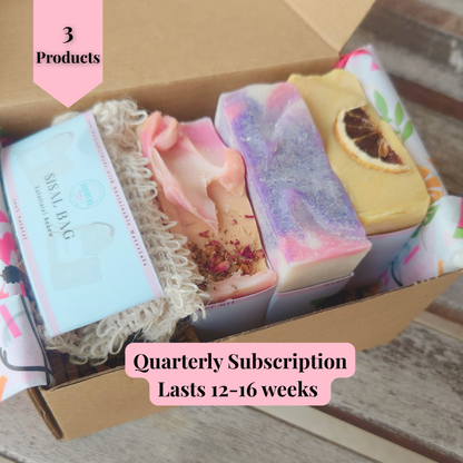 JOSSPURE artisan soap bars in a subscription box, featuring colorful, handmade designs and natural ingredients