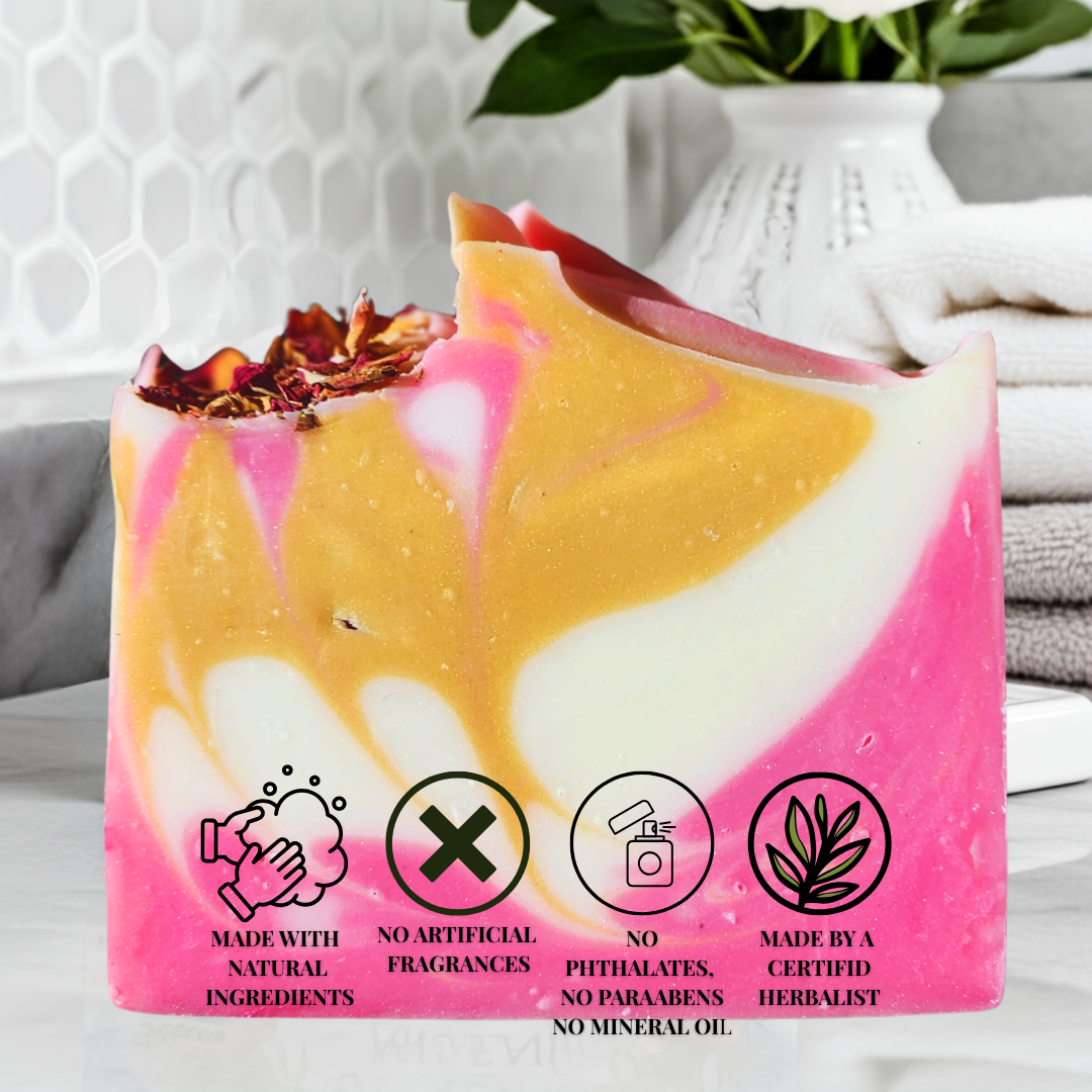 Handmade artisan soap bars with natural ingredients and vibrant colors for body care